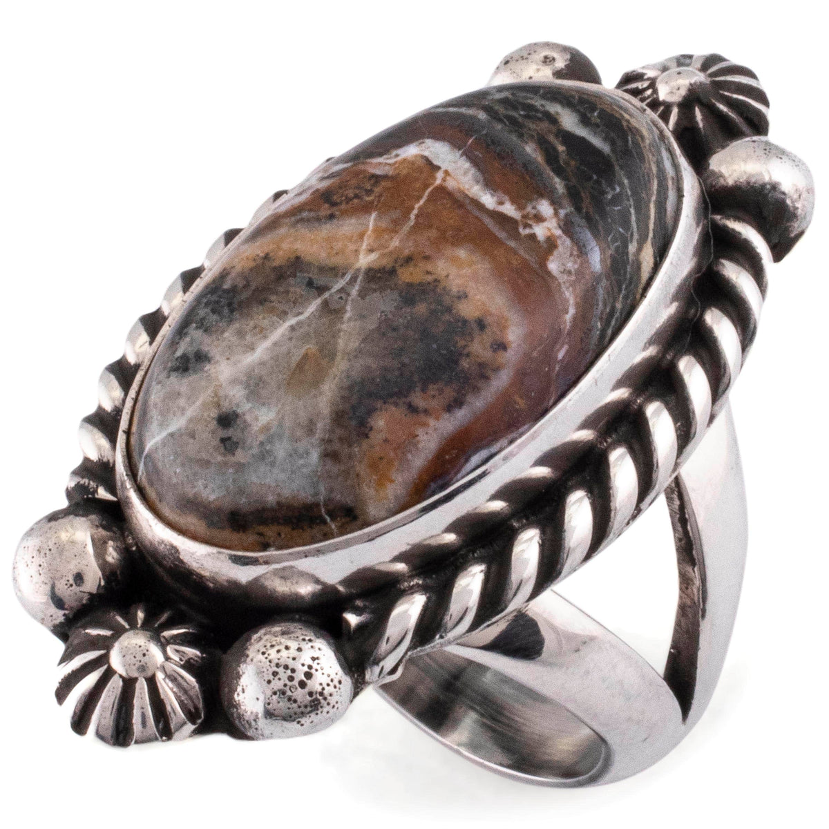 Kalifano Native American Jewelry 7 Eddie Secatero Navajo White Buffalo Turquoise USA Native American Made 925 Sterling Silver Ring NAR800.034.7