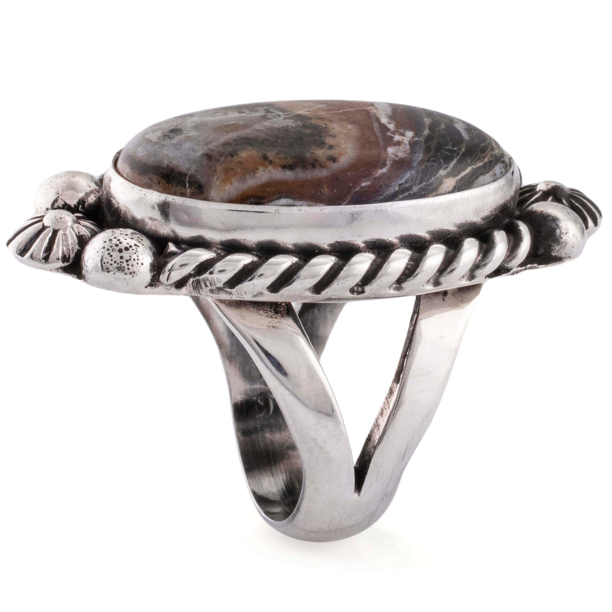 Kalifano Native American Jewelry 7 Eddie Secatero Navajo White Buffalo Turquoise USA Native American Made 925 Sterling Silver Ring NAR800.034.7