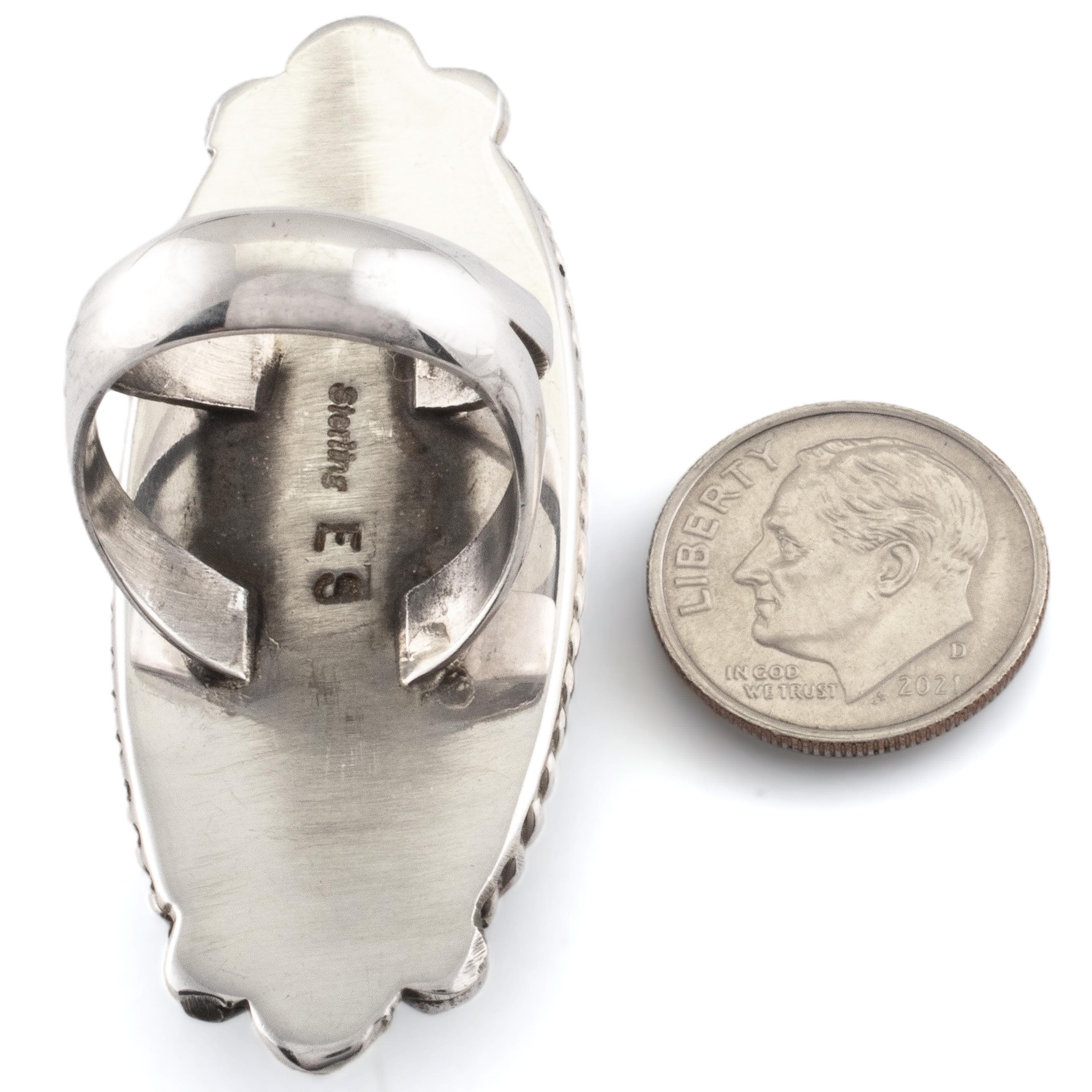 Kalifano Native American Jewelry 7 Eddie Secatero White Buffalo USA Native American Made 925 Sterling Silver Ring NAR1000.015.7