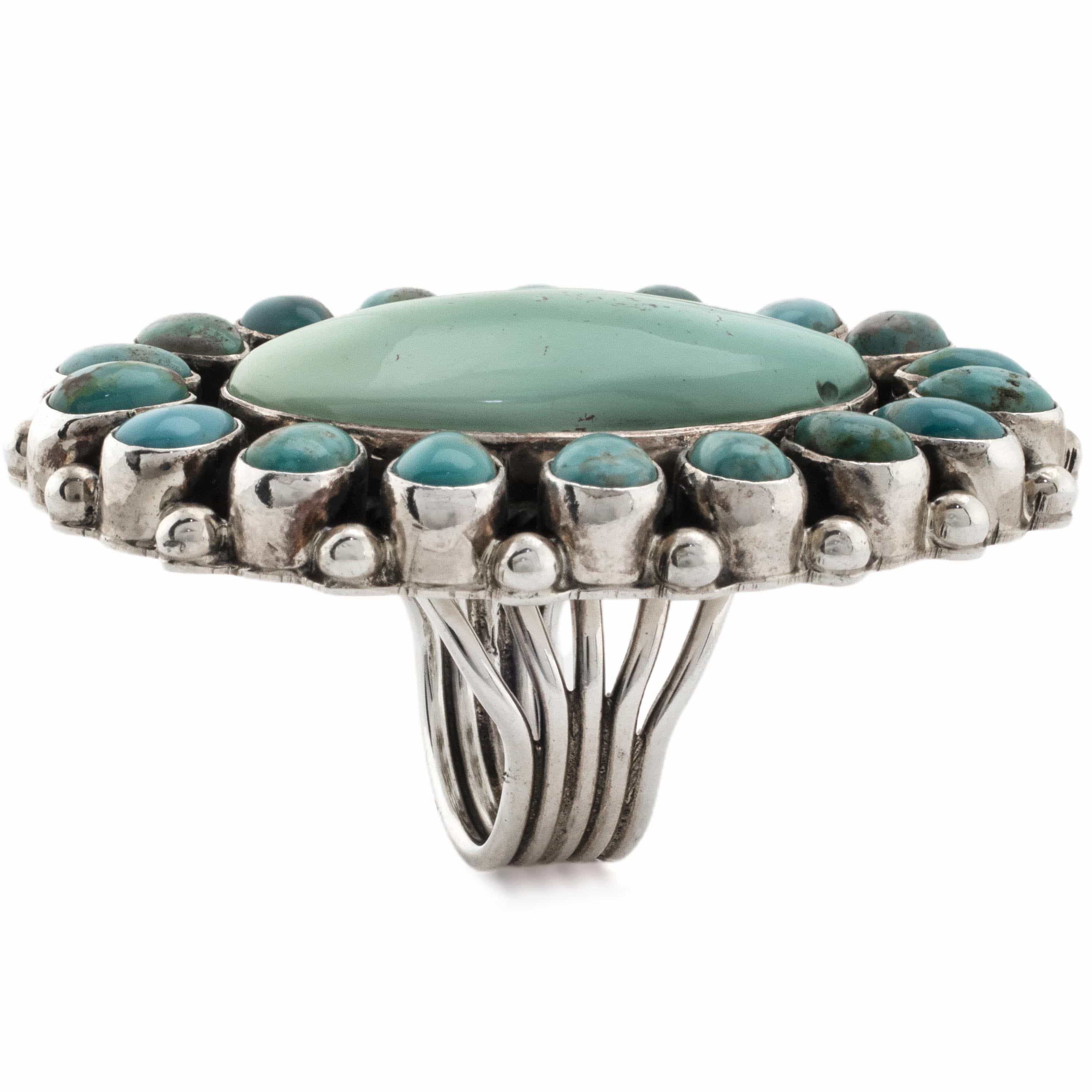 Kalifano Native American Jewelry 7 Kathleen Chavez Fox and Royston Turquoise USA Native American Made 925 Sterling Silver Ring NAR2400.002.7