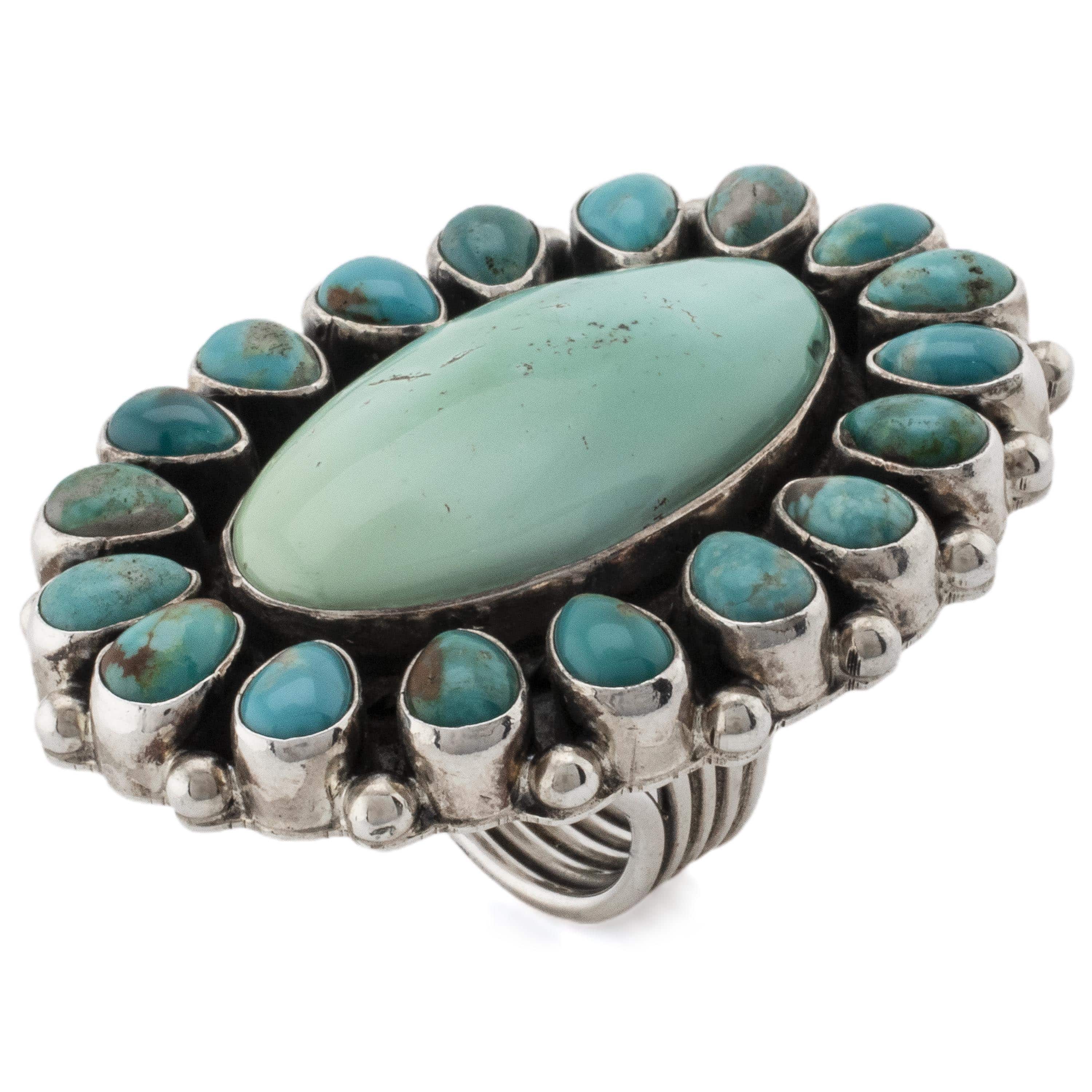 Kalifano Native American Jewelry 7 Kathleen Chavez Fox and Royston Turquoise USA Native American Made 925 Sterling Silver Ring NAR2400.002.7