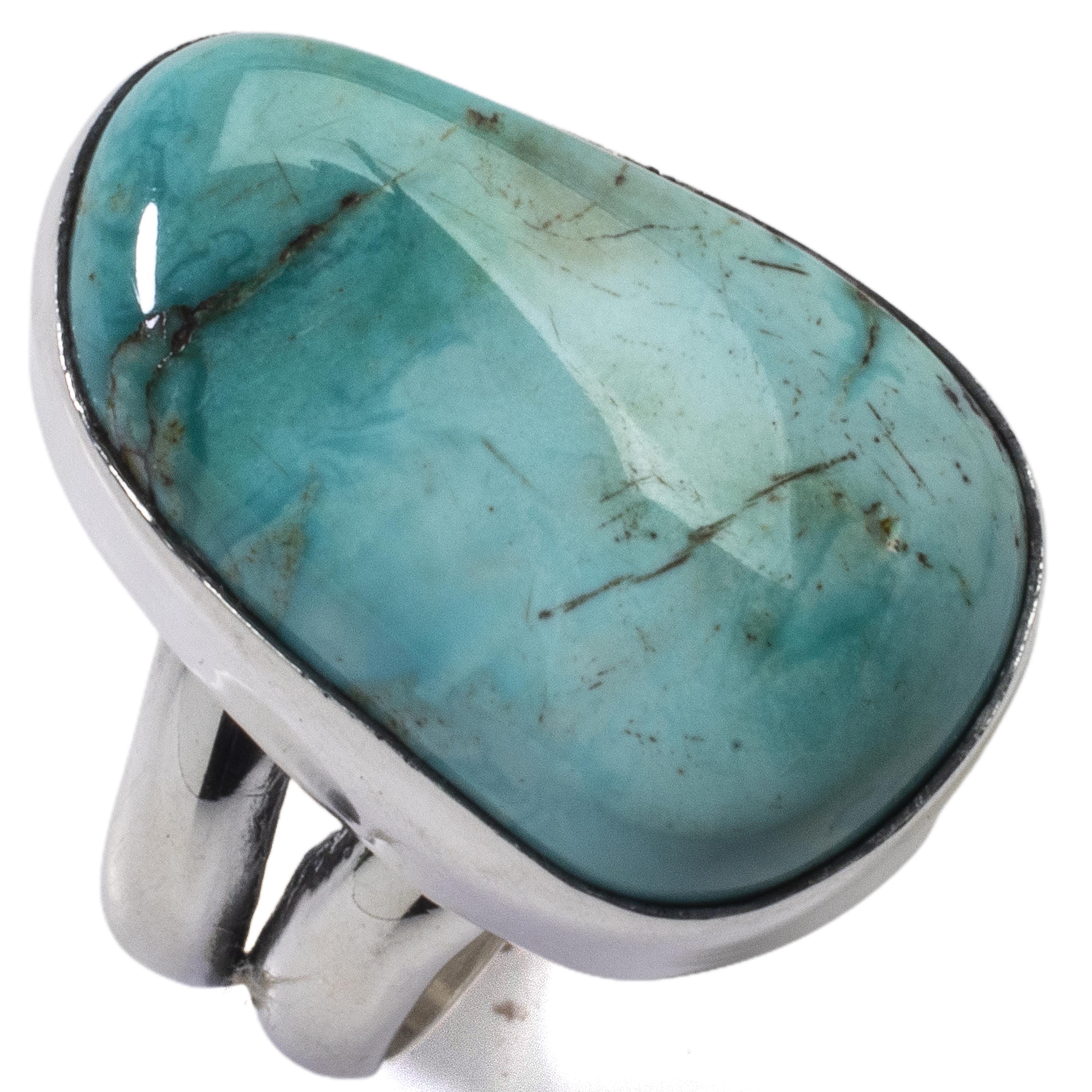 Kalifano Native American Jewelry 7 King Manassa Turquoise USA Handmade 925 Sterling Silver Ring NAR500.040.7