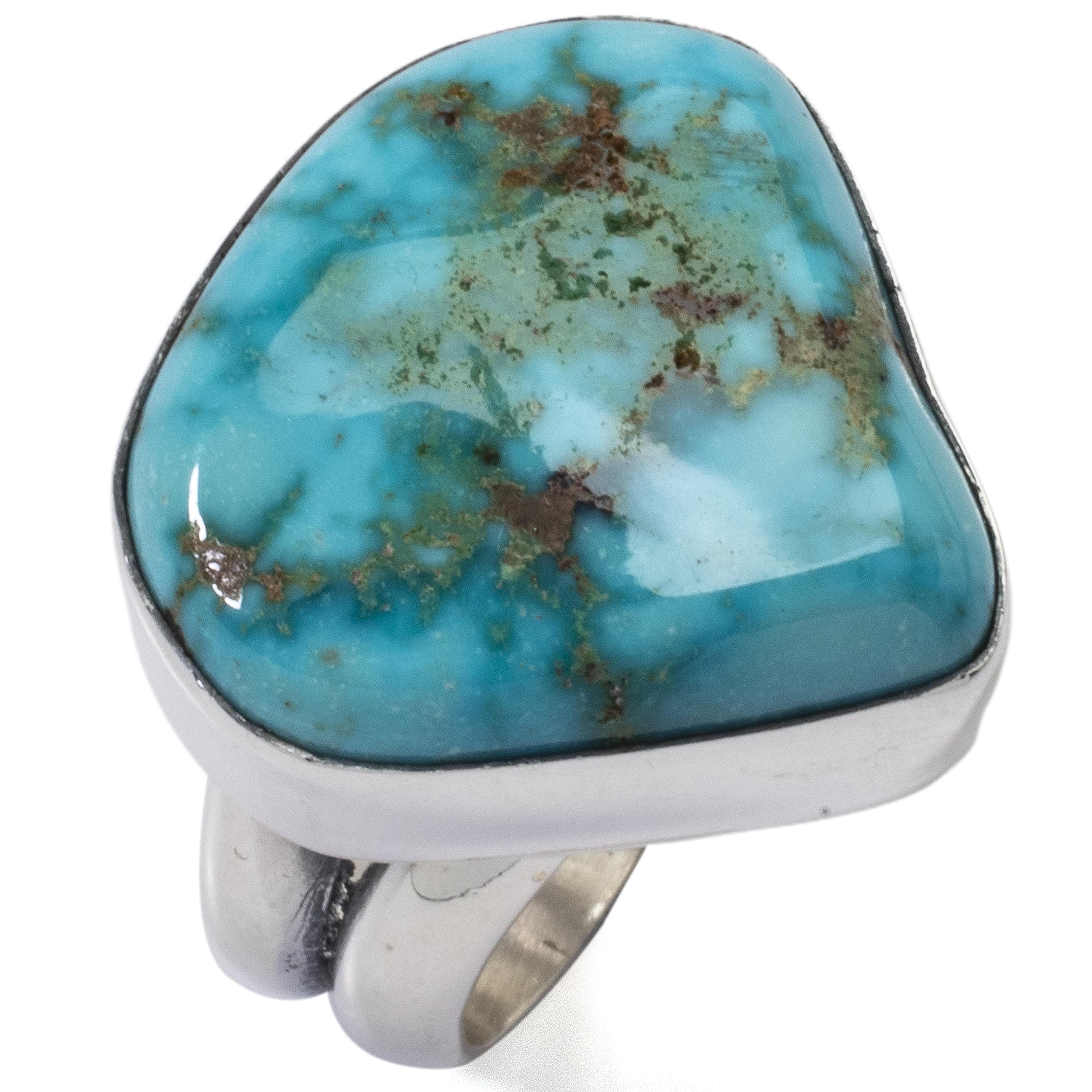 Kalifano Native American Jewelry 7 King Manassa Turquoise USA Handmade 925 Sterling Silver Ring NAR500.041.7