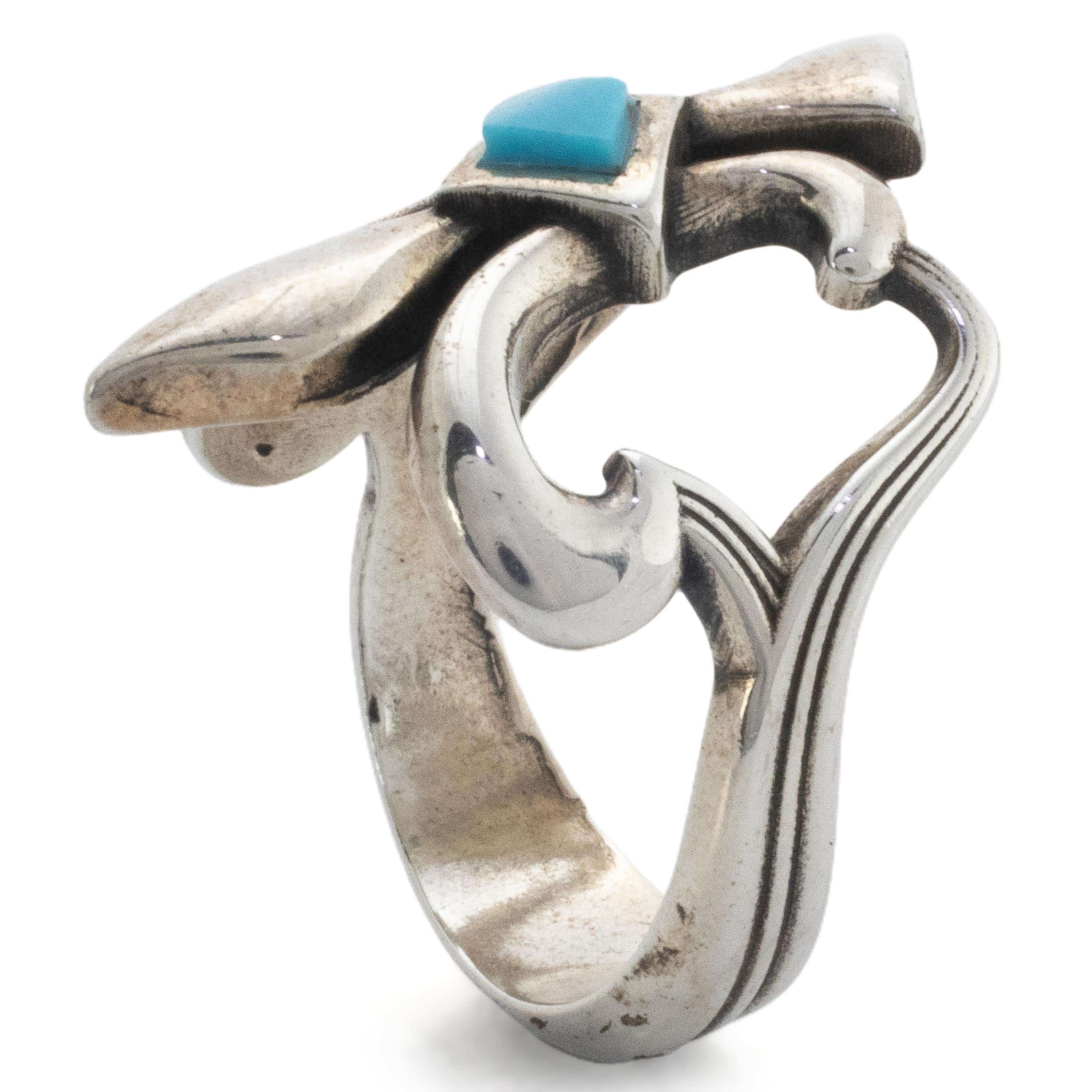 Kalifano Native American Jewelry 7 Kingman Turquoise USA Native American Made 925 Sterling Silver Ring NAR400.104.7
