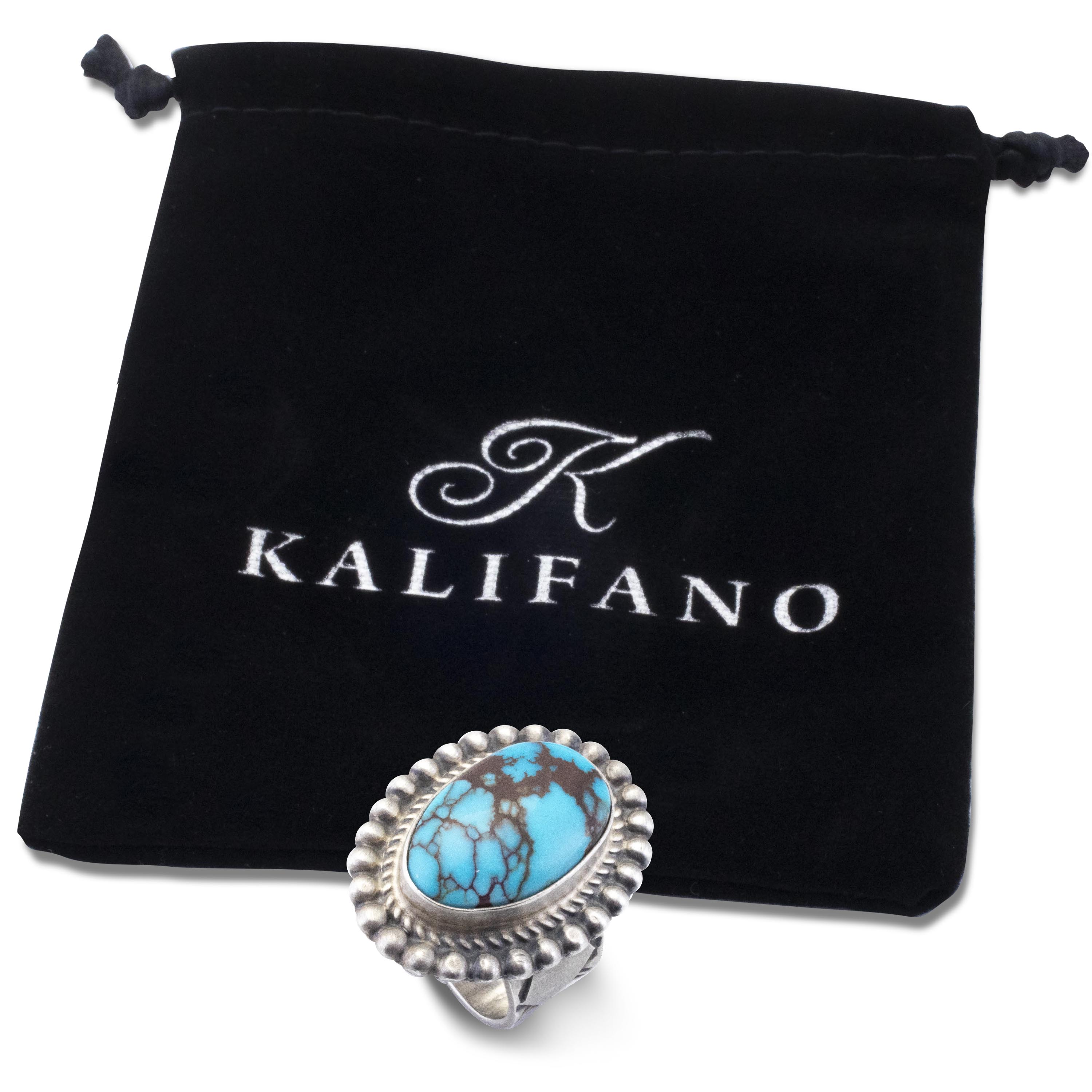 Kalifano Native American Jewelry 8.5 Eddie Secatero Navajo Prince Turquoise USA Native American Made 925 Sterling Silver Ring NAR800.036.85