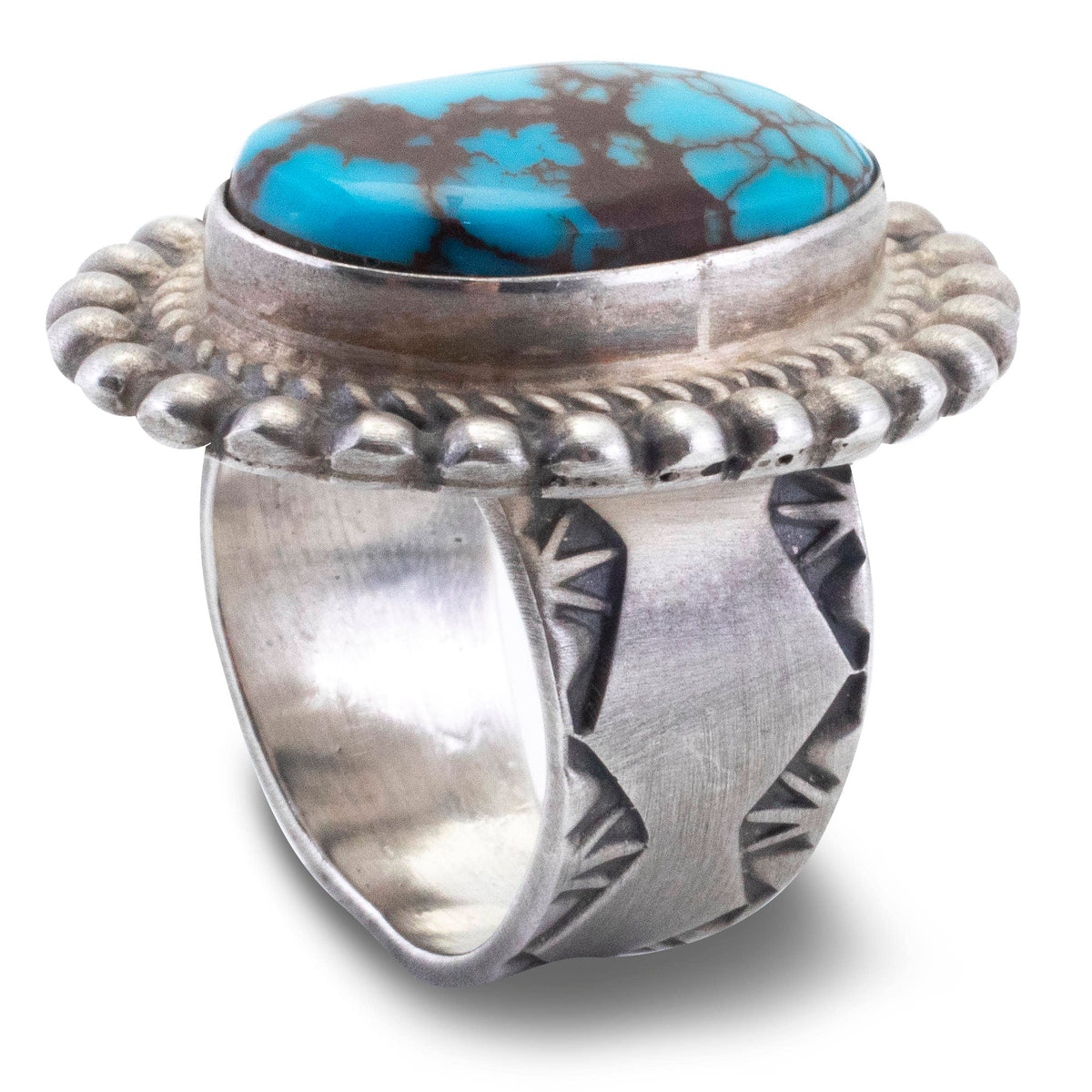 Kalifano Native American Jewelry 8.5 Eddie Secatero Navajo Prince Turquoise USA Native American Made 925 Sterling Silver Ring NAR800.036.85