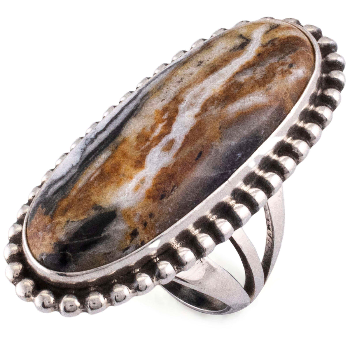 Kalifano Native American Jewelry 8 Eddie Secatero Navajo White Buffalo Turquoise USA Native American Made 925 Sterling Silver Ring NAR900.026.8