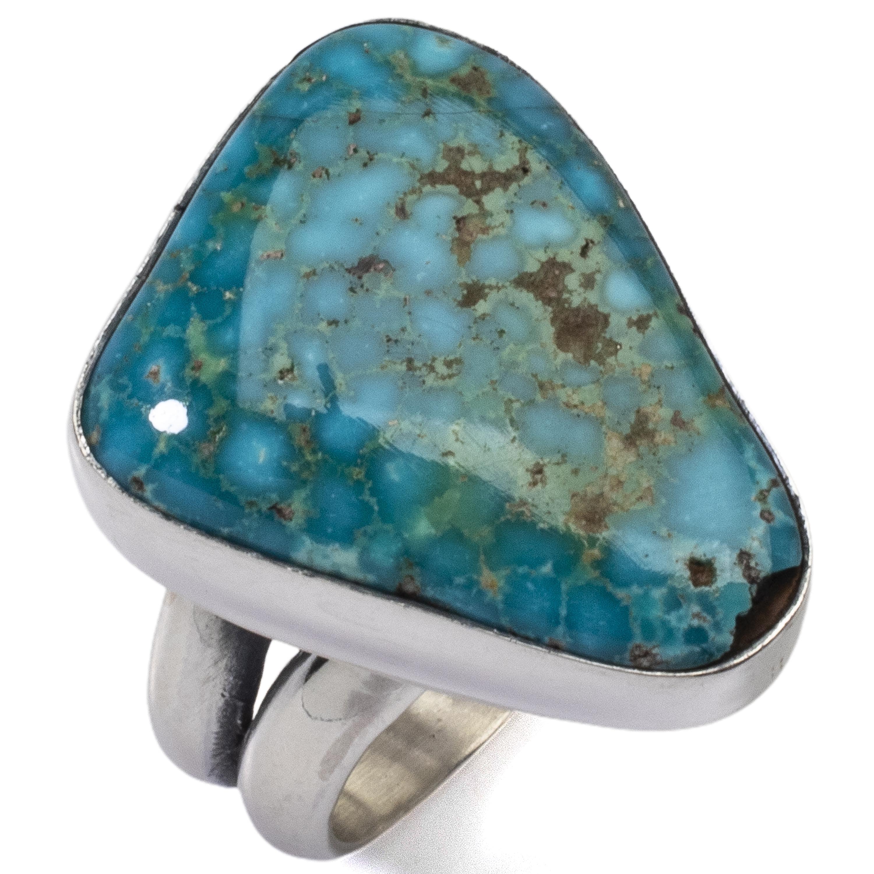 Kalifano Native American Jewelry 8 King Manassa Turquoise USA Handmade 925 Sterling Silver Ring NAR500.049.8
