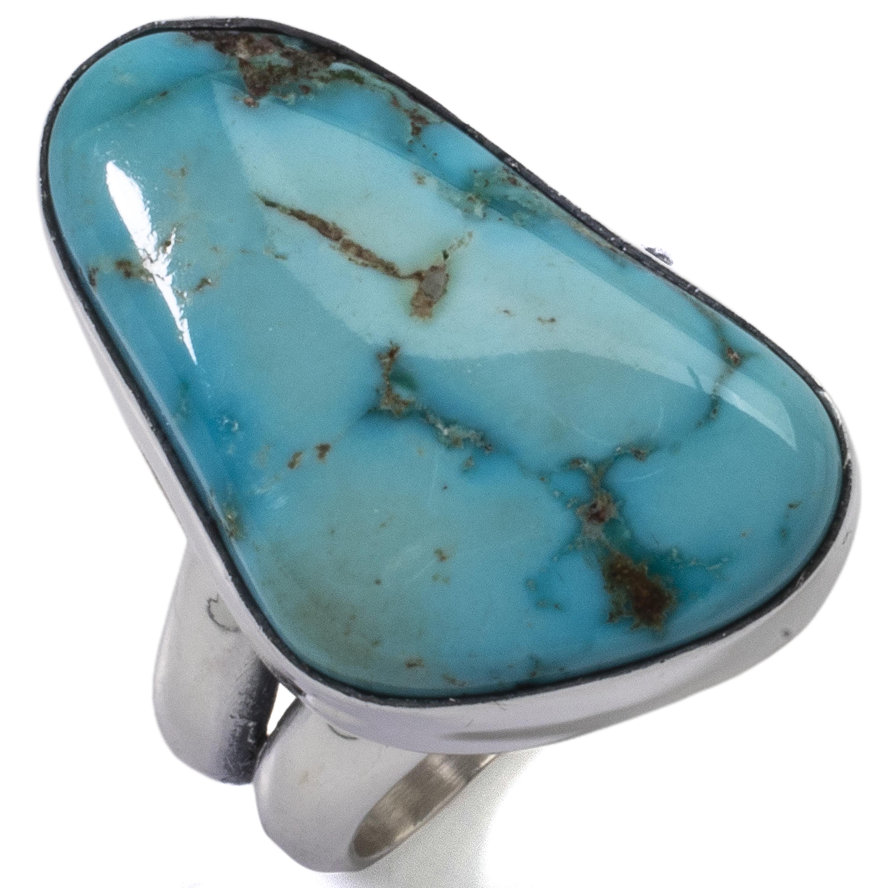 Kalifano Native American Jewelry 8 King Manassa Turquoise USA Handmade 925 Sterling Silver Ring NAR500.050.8