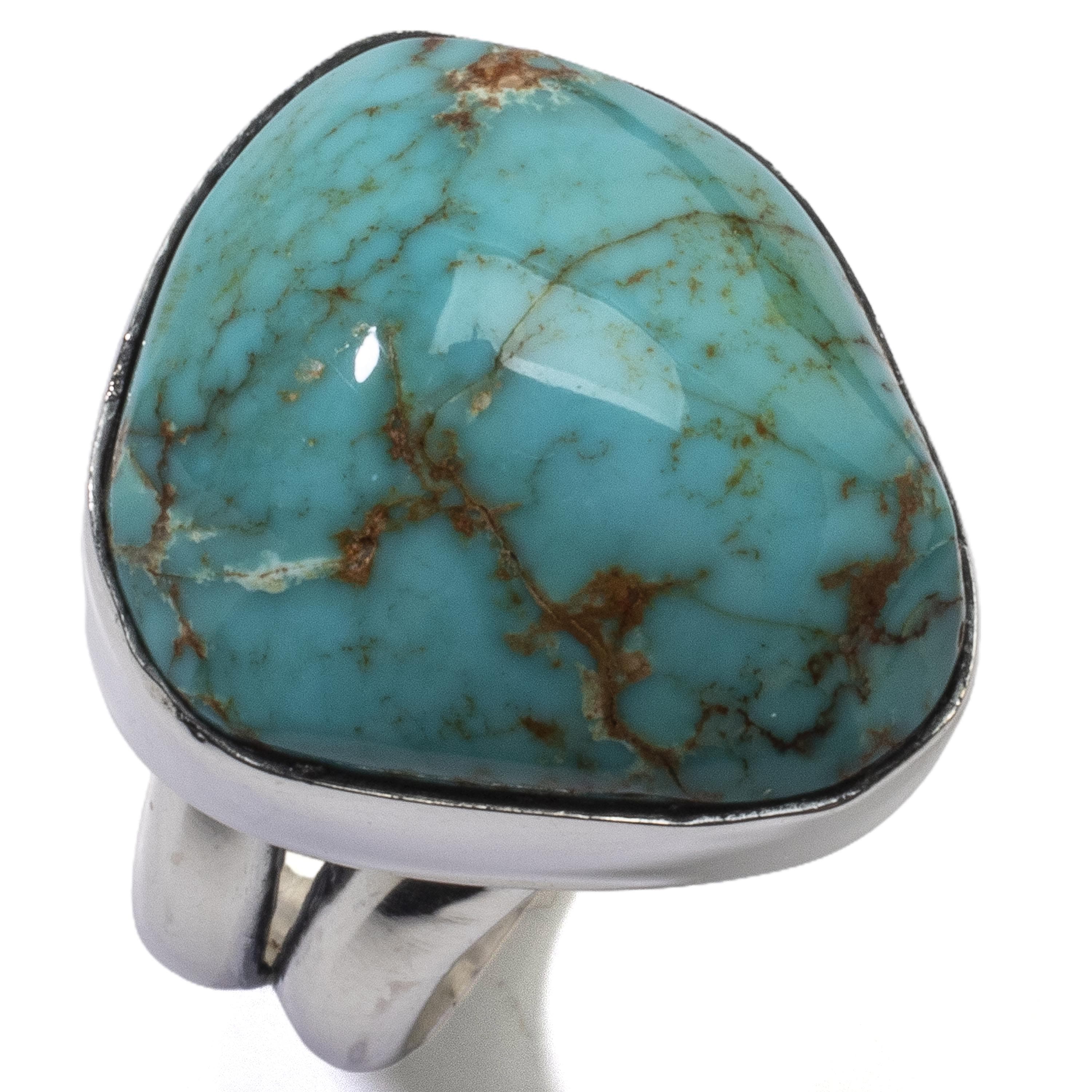 Kalifano Native American Jewelry 8 King Manassa Turquoise USA Handmade 925 Sterling Silver Ring NAR500.051.8
