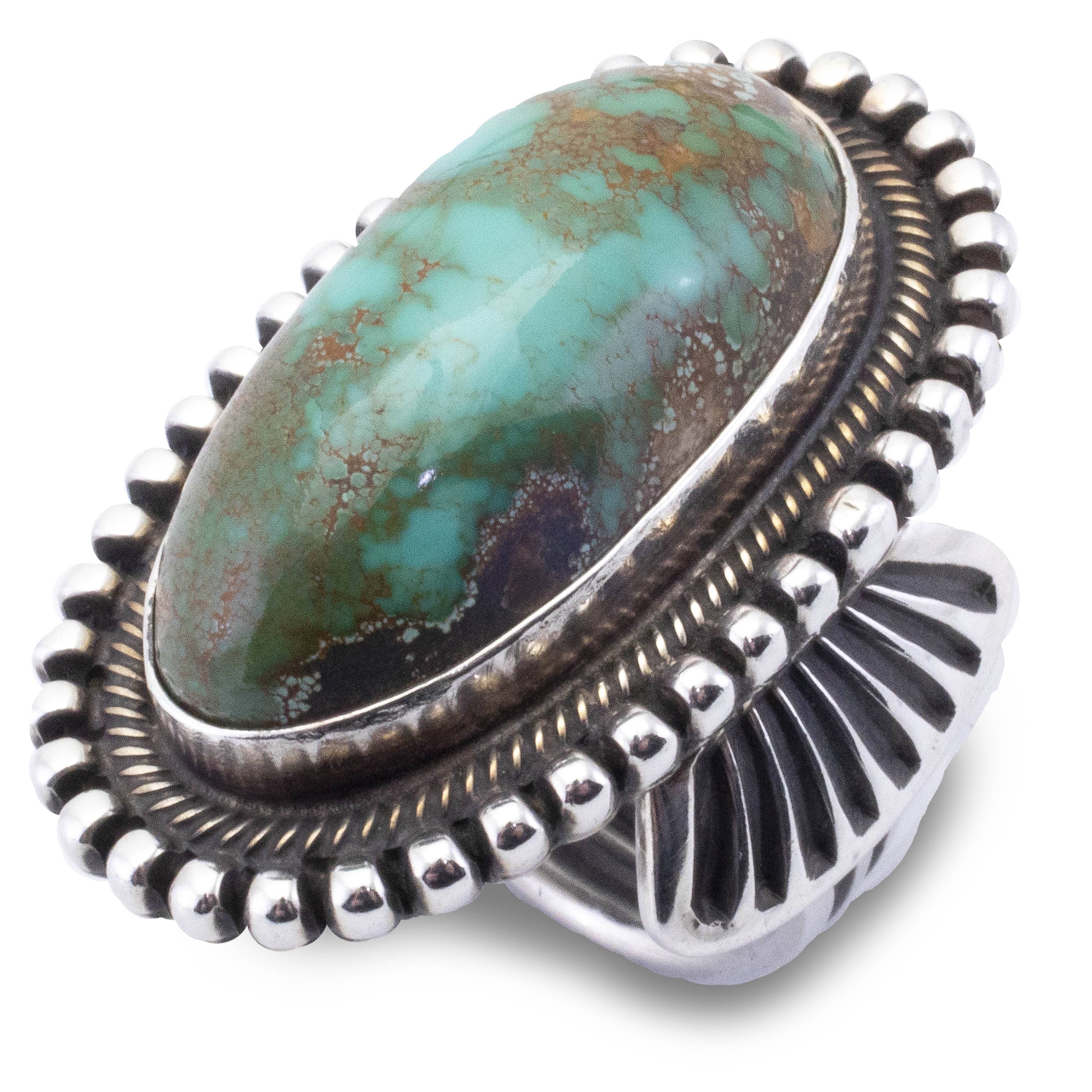 Kalifano Native American Jewelry 8 Larry Martinez Royston Turquoise USA Native American Made 925 Sterling Silver Ring NAR2400.009.8