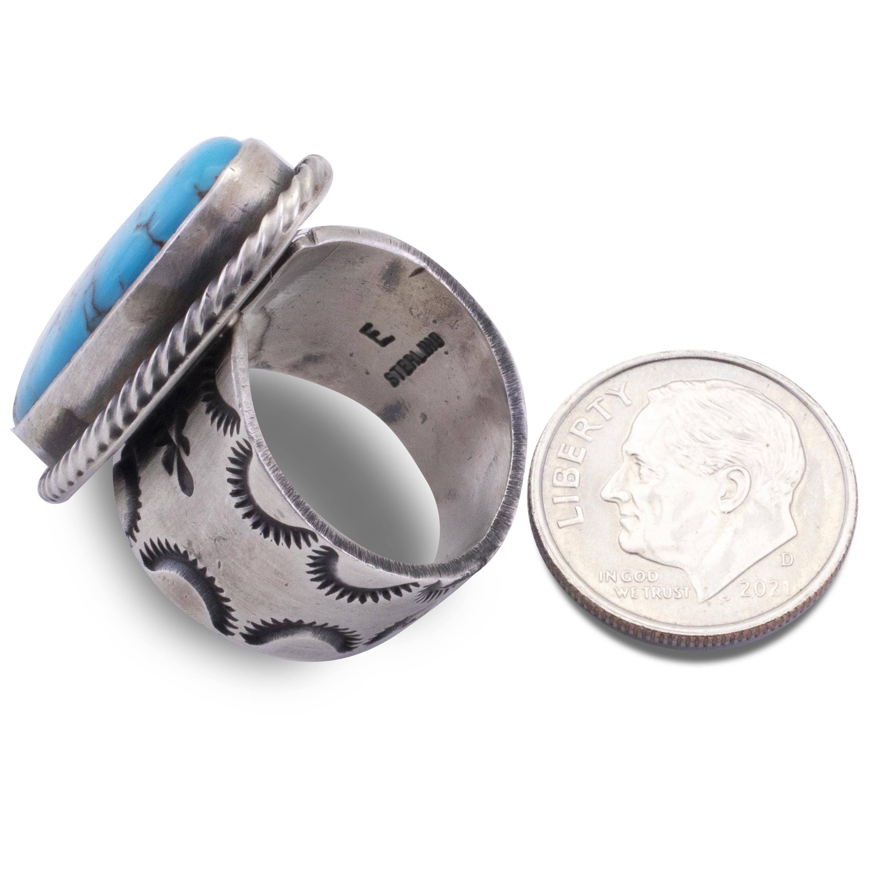 Kalifano Native American Jewelry 8 Prince Turquoise USA Native American Made 925 Sterling Silver Ring NAR1200.047.8