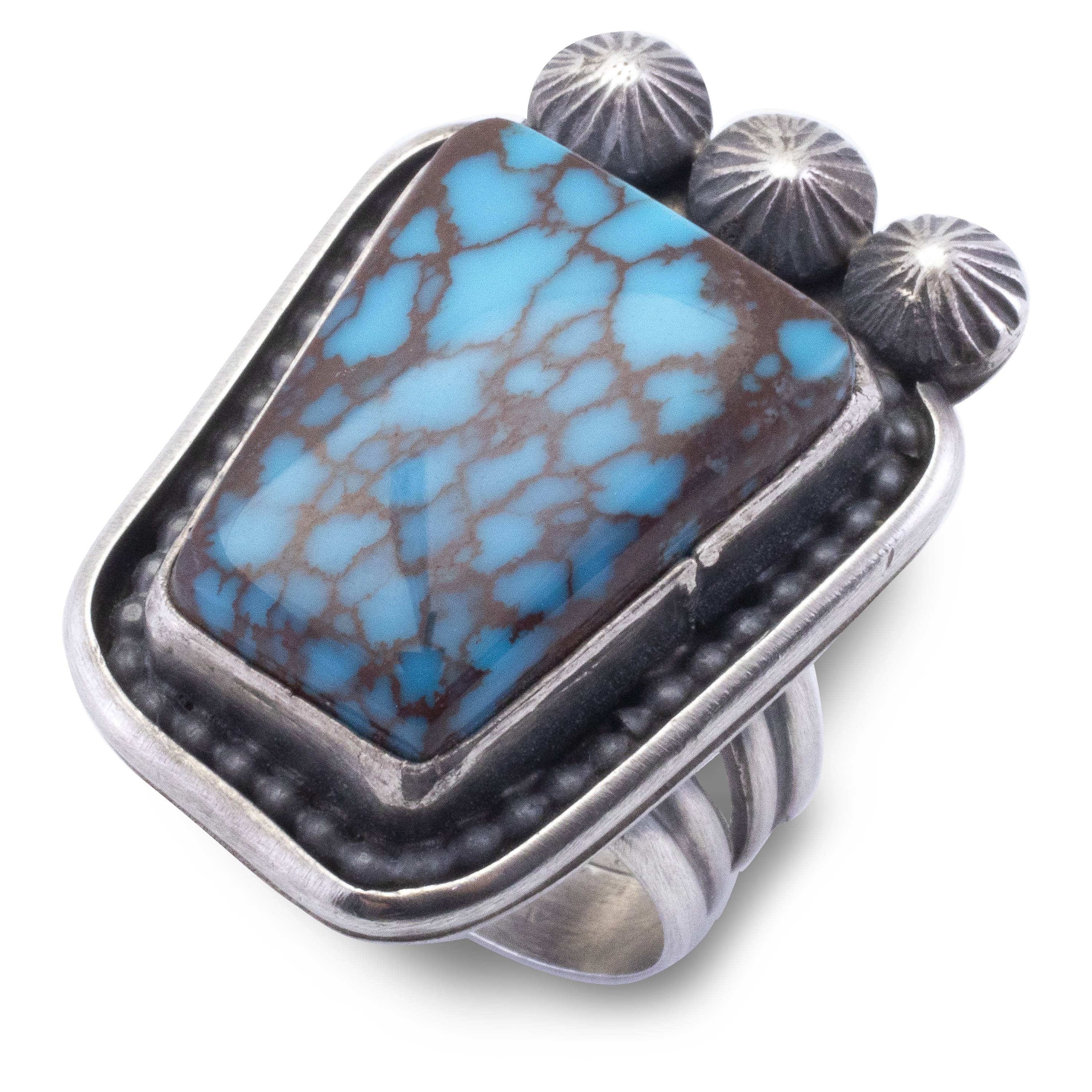 Kalifano Native American Jewelry 8 Raymond Beard Navajo Prince Turquoise USA Native American Made 925 Sterling Silver Ring NAR1800.012.8