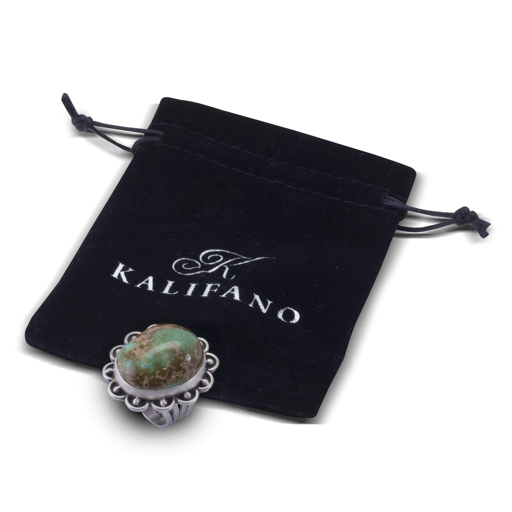 Kalifano Native American Jewelry 8 Royston Turquoise USA Native American Made 925 Sterling Silver Ring NAR1200.006.8