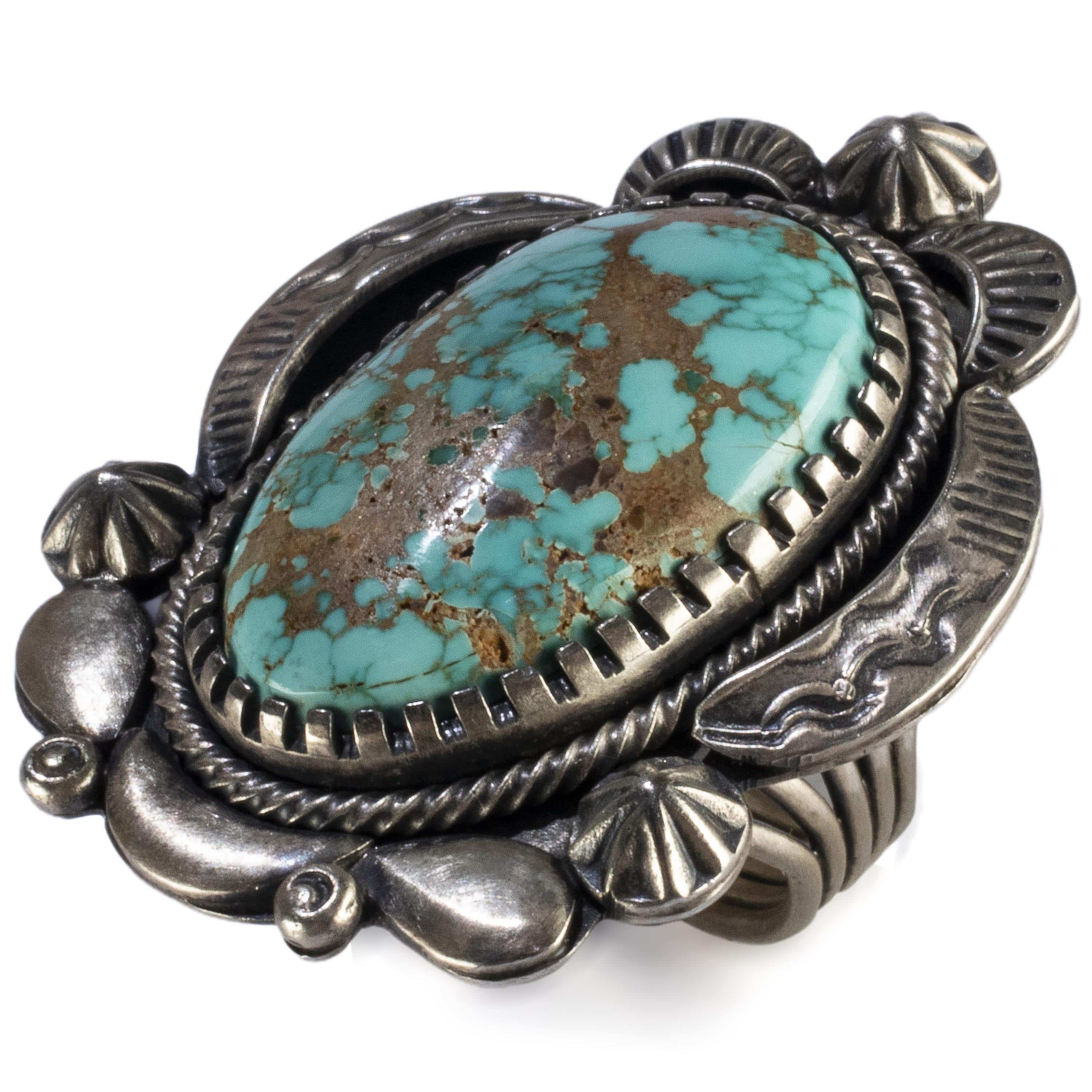Kalifano Native American Jewelry 9.5 Marvin McReeves Navajo Carico Lake Turquoise USA Native American Made 925 Sterling Silver Ring NAR1500.021.95