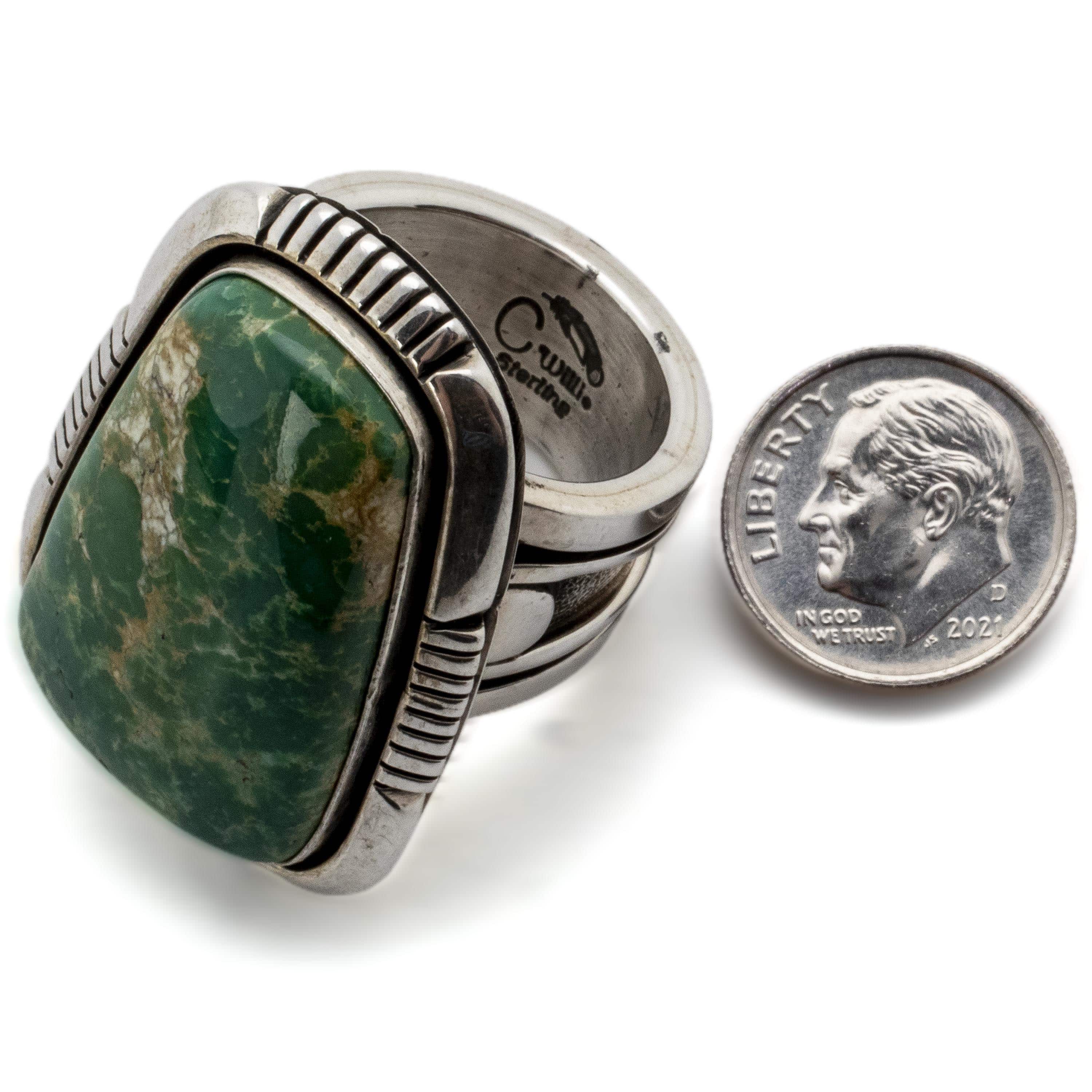Kalifano Native American Jewelry 9 Cody Willie Tyrone Turquoise USA Native American Made 925 Sterling Silver Ring NAR1800.004.9