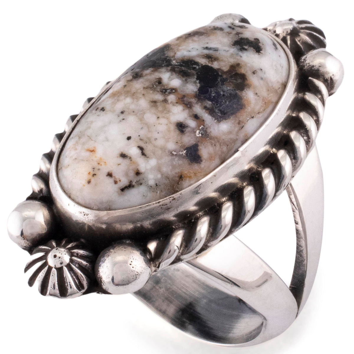 Kalifano Native American Jewelry 9 Eddie Secatero Navajo White Buffalo Turquoise USA Native American Made 925 Sterling Silver Ring NAR800.032.9