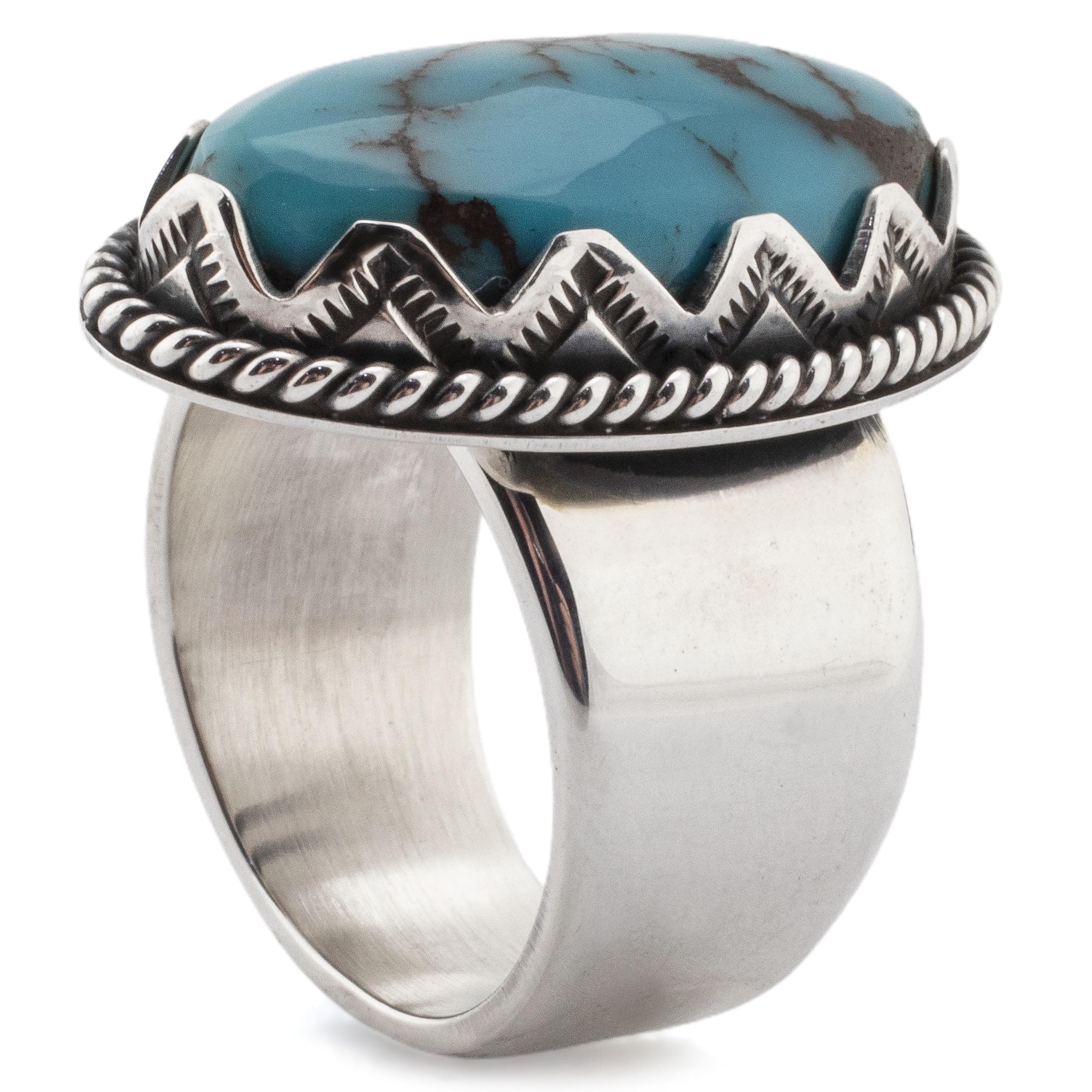 Kalifano Native American Jewelry 9 Elgin Tom Eygptian Turquoise USA Native American Made 925 Sterling Silver Ring NAR1000.009.9