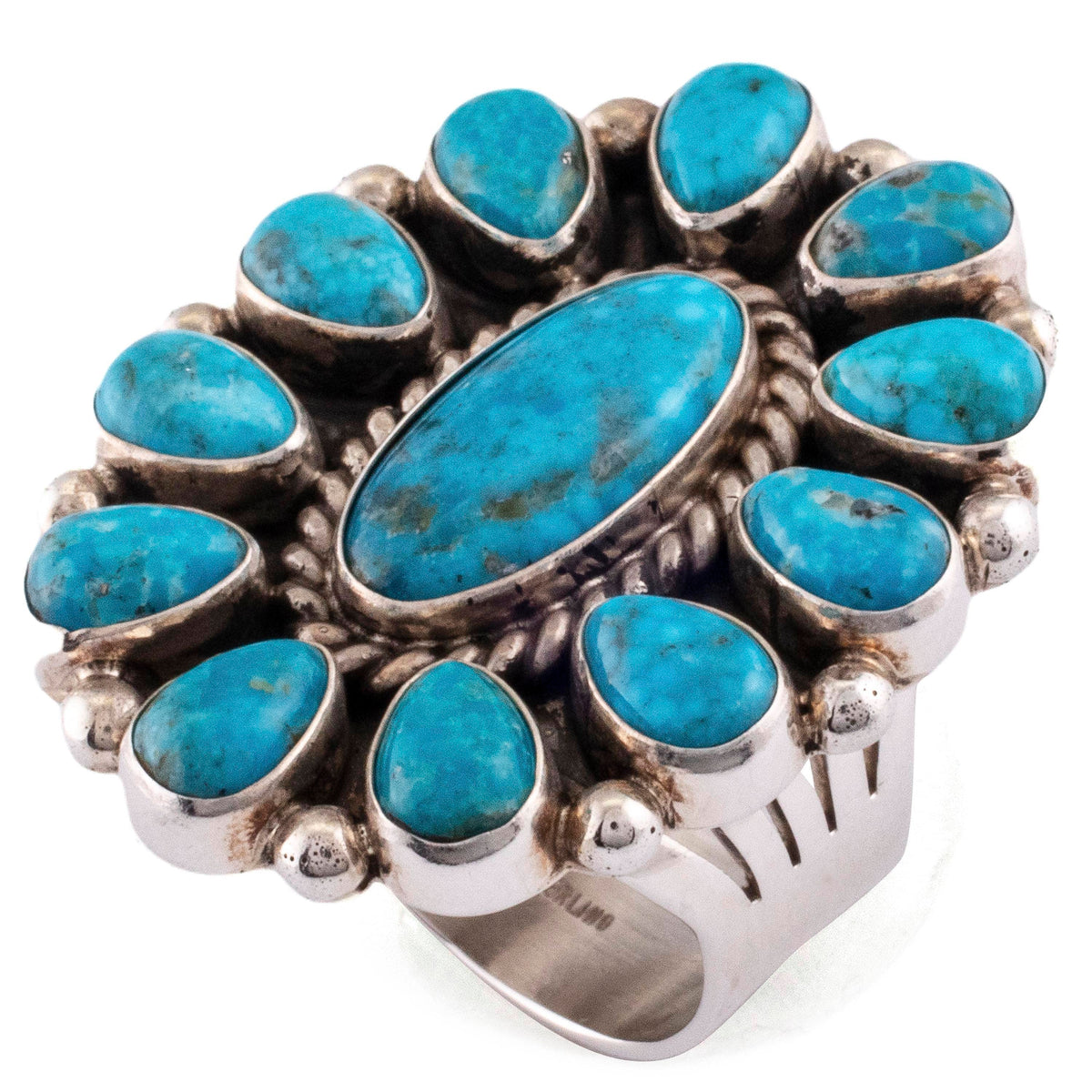 Kalifano Native American Jewelry 9 Lucinda Linkin Water-Web Kingman Turquoise USA Native American Made 925 Sterling Silver Ring NAR1100.009.9