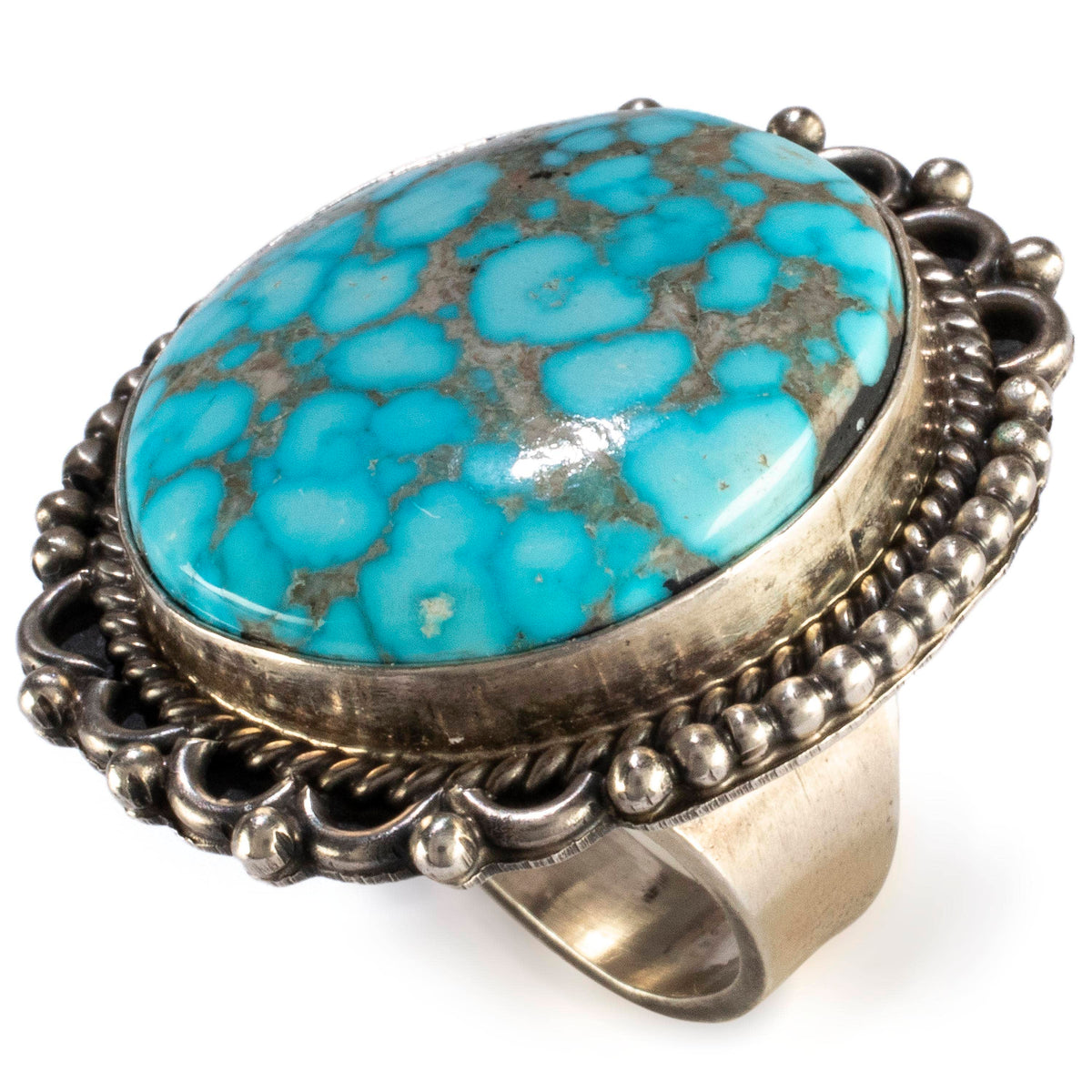 Kalifano Native American Jewelry 9 Michael & Rose Calladitto Navajo Water Web Kingman Turquoise USA Native American Made 925 Sterling Silver Ring NAR1800.014.9