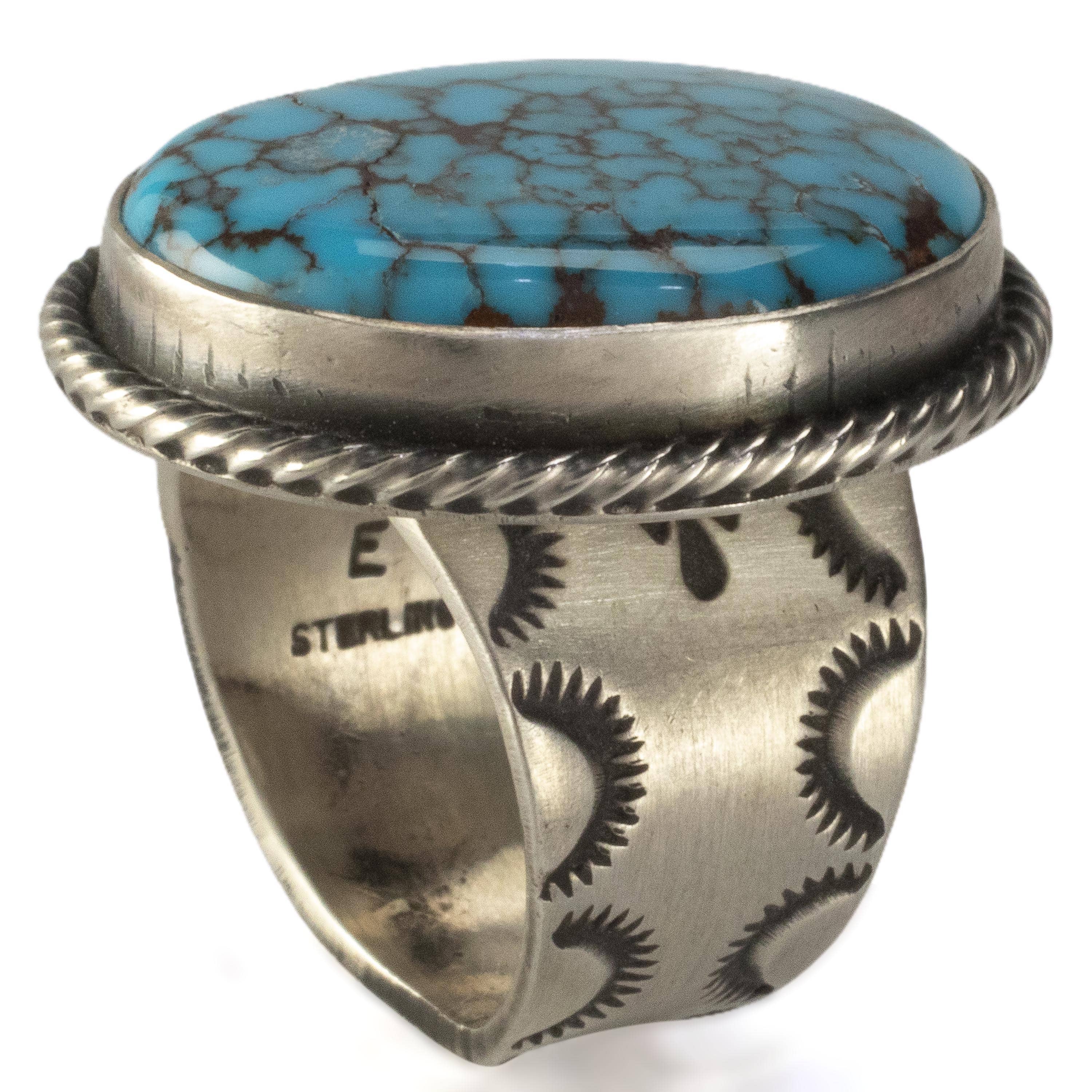 Kalifano Native American Jewelry 9 Randall Enditto Navajo Prince Turquoise USA Native American Made 925 Sterling Silver Ring NAR1400.023.9