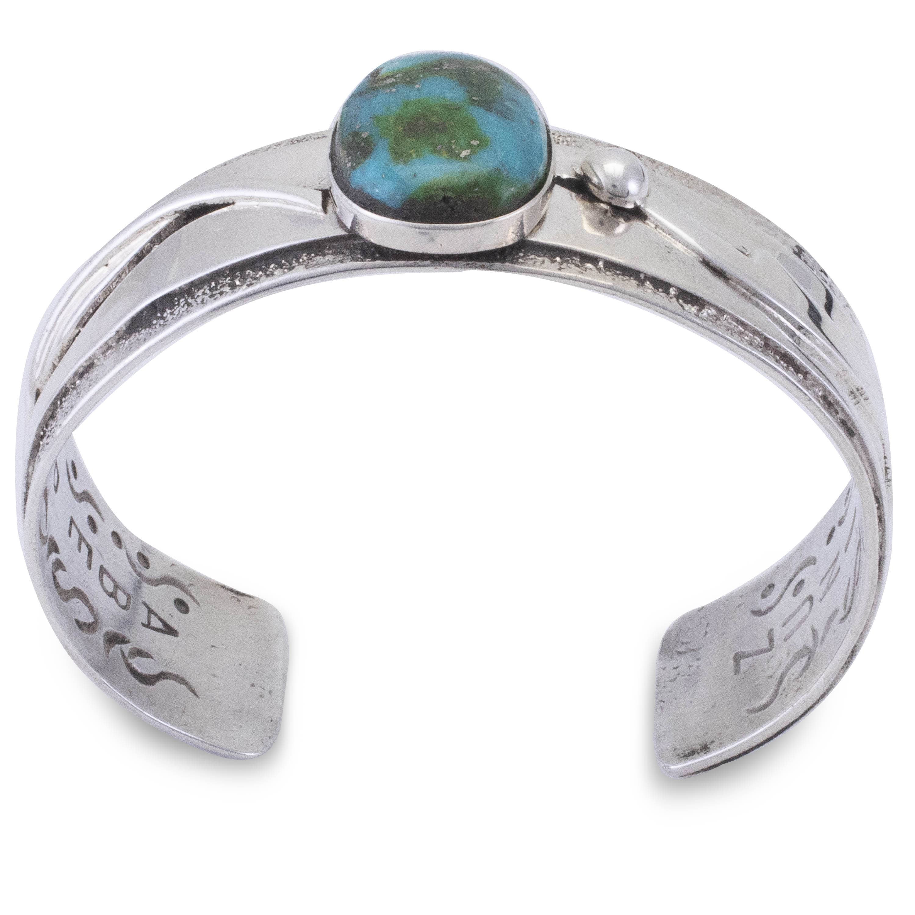 Kalifano Native American Jewelry Abraham Peina Zuni Sonoran Gold Turquoise USA Native American Made 925 Sterling Silver Cuff NAB3000.009