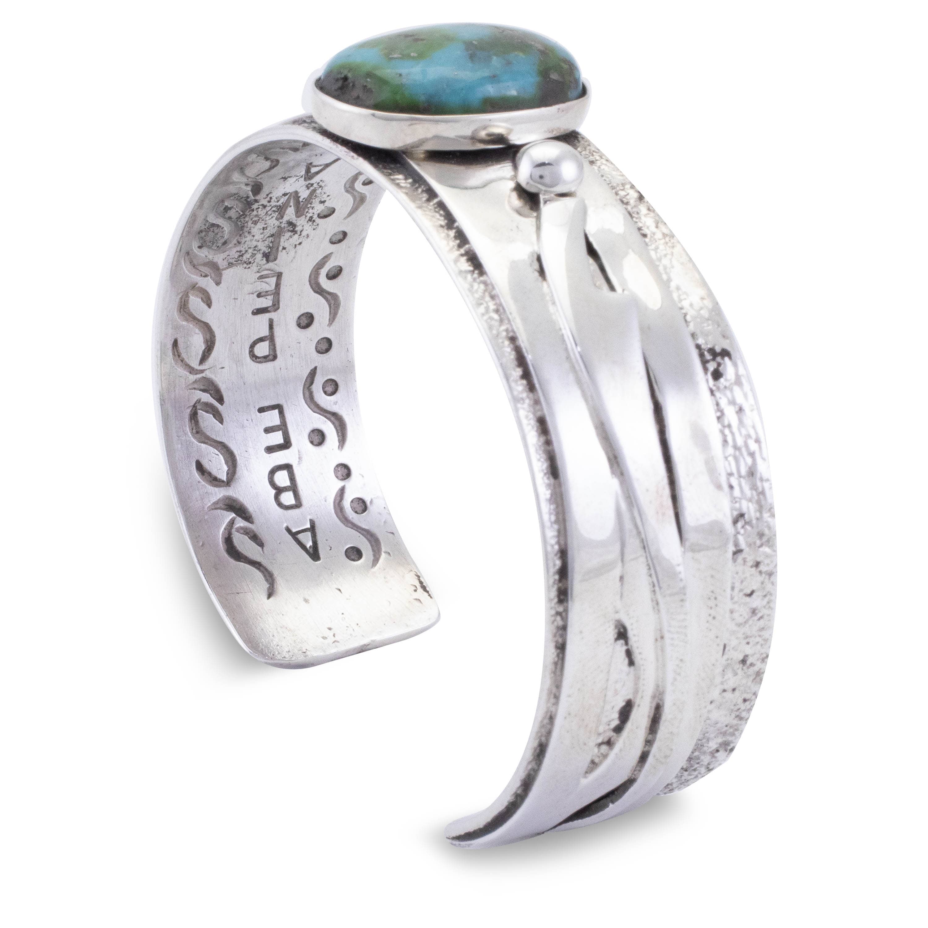 Kalifano Native American Jewelry Abraham Peina Zuni Sonoran Gold Turquoise USA Native American Made 925 Sterling Silver Cuff NAB3000.009