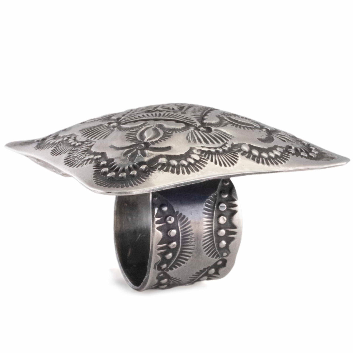 Kalifano Native American Jewelry ADJUSTABLE Vincent Platero Navajo Adjustable USA Native American Made 925 Sterling Silver Ring NAR700.028.ADJ