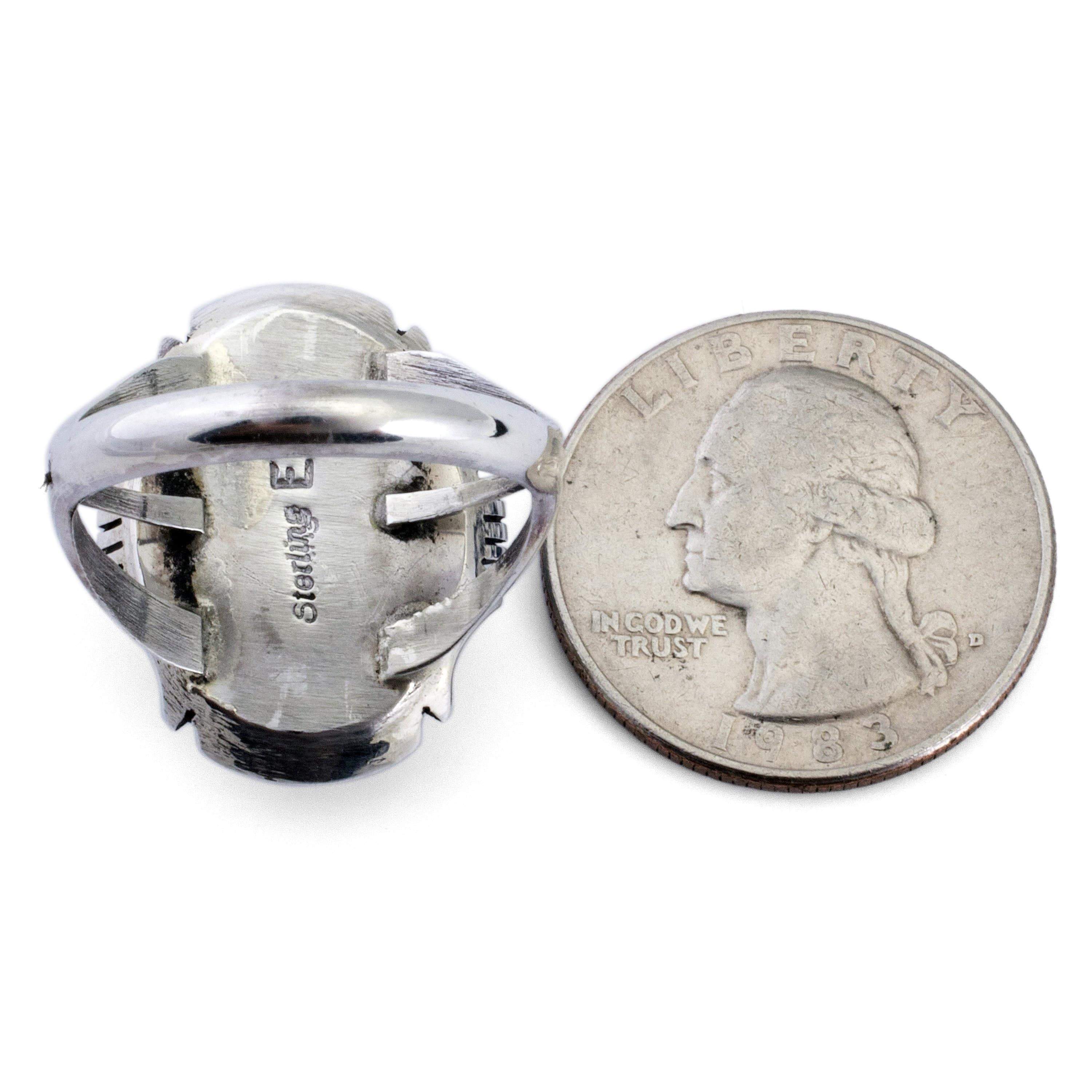 Kalifano Native American Jewelry Campitos Turquoise USA Native American Made 925 Sterling Silver Ring