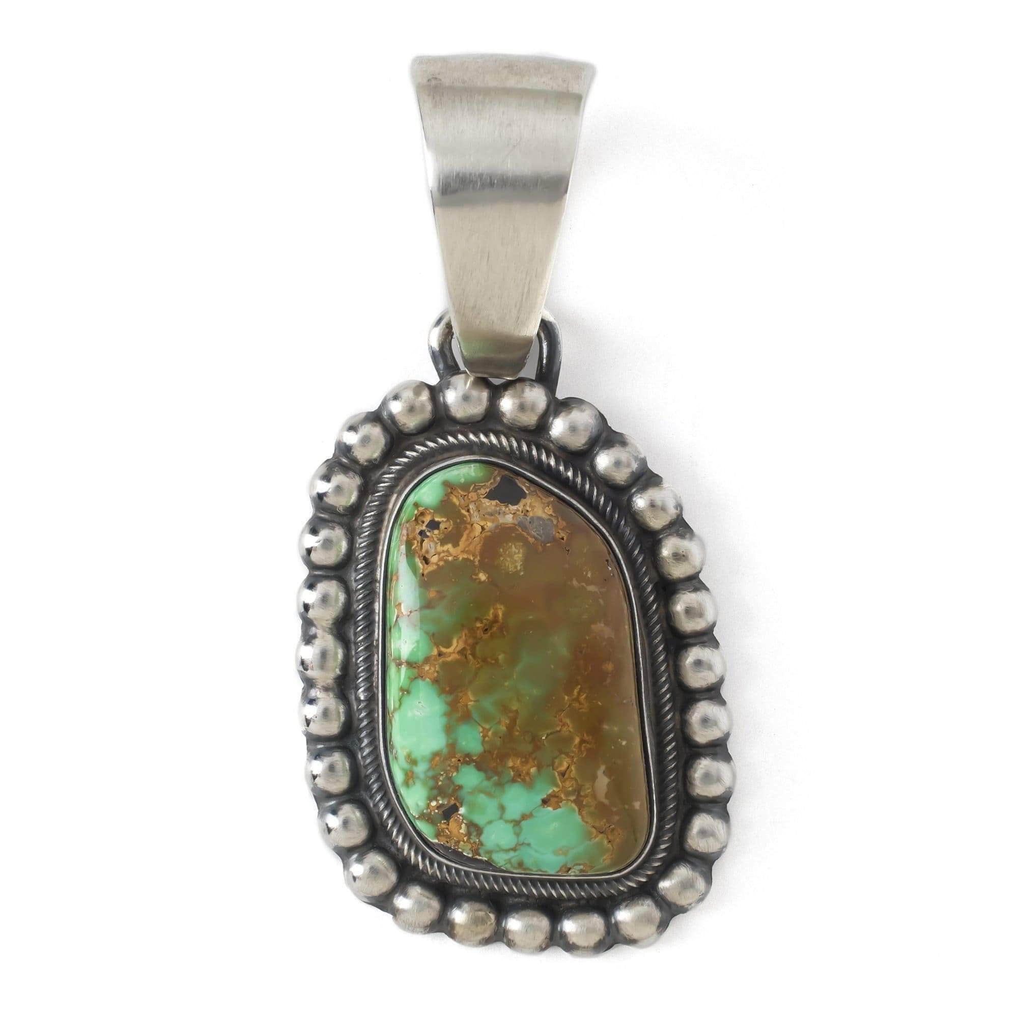 Kalifano Native American Jewelry Carico Lake Turquoise USA Native American Made 925 Sterling Silver Pendant NAN1650.001