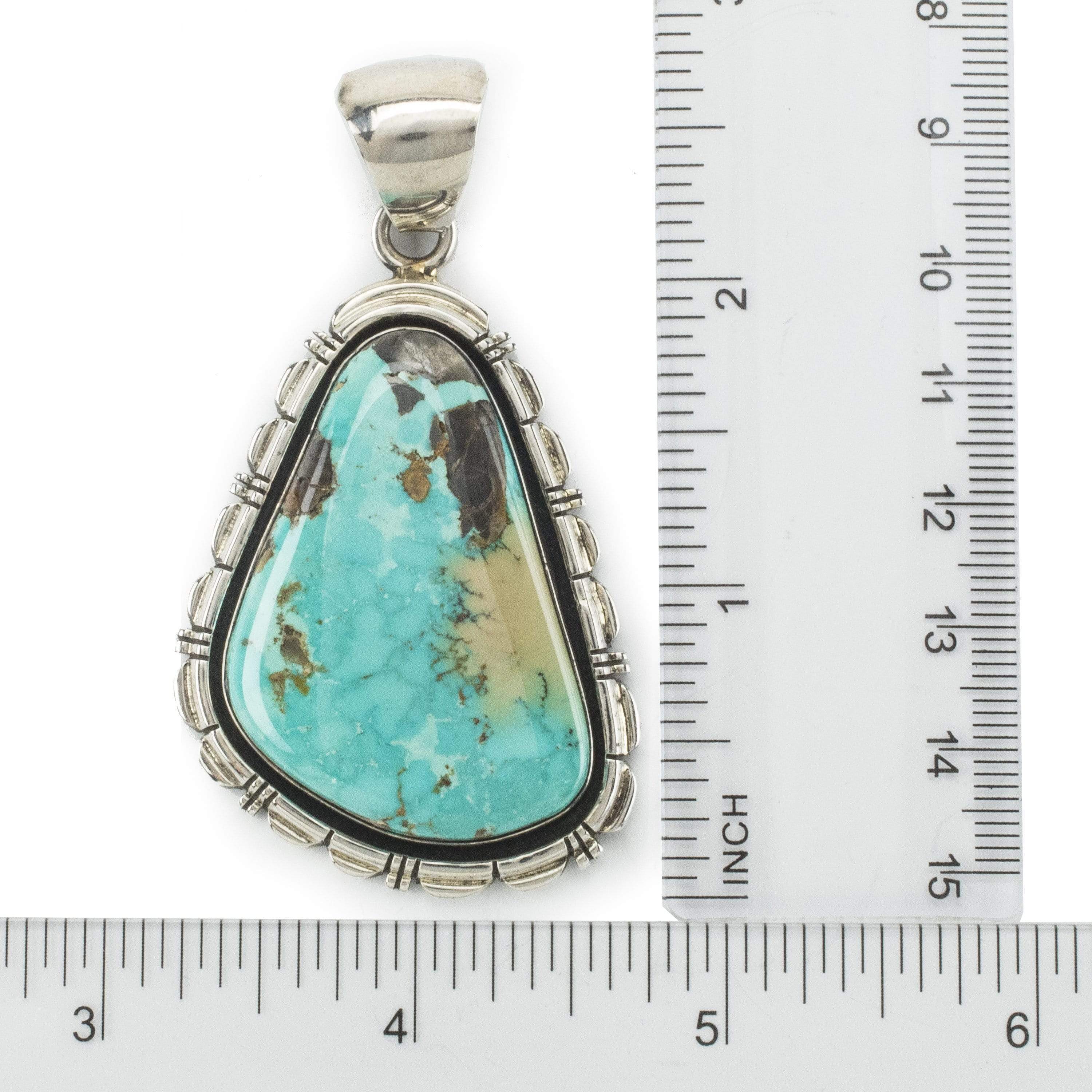 Kalifano Native American Jewelry Carico Lake Turquoise USA Native American Made 925 Sterling Silver Pendant NAN1800.008