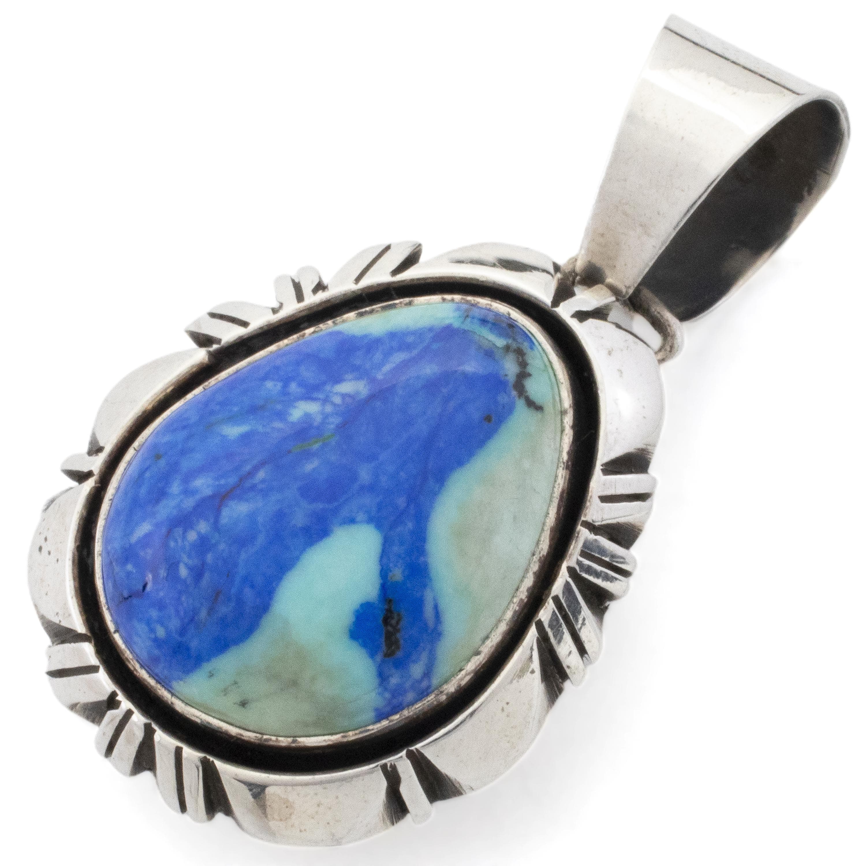 Kalifano Native American Jewelry Eddie Secatero Navajo Agerite USA Native American Made 925 Sterling Silver Pendant NAN600.021