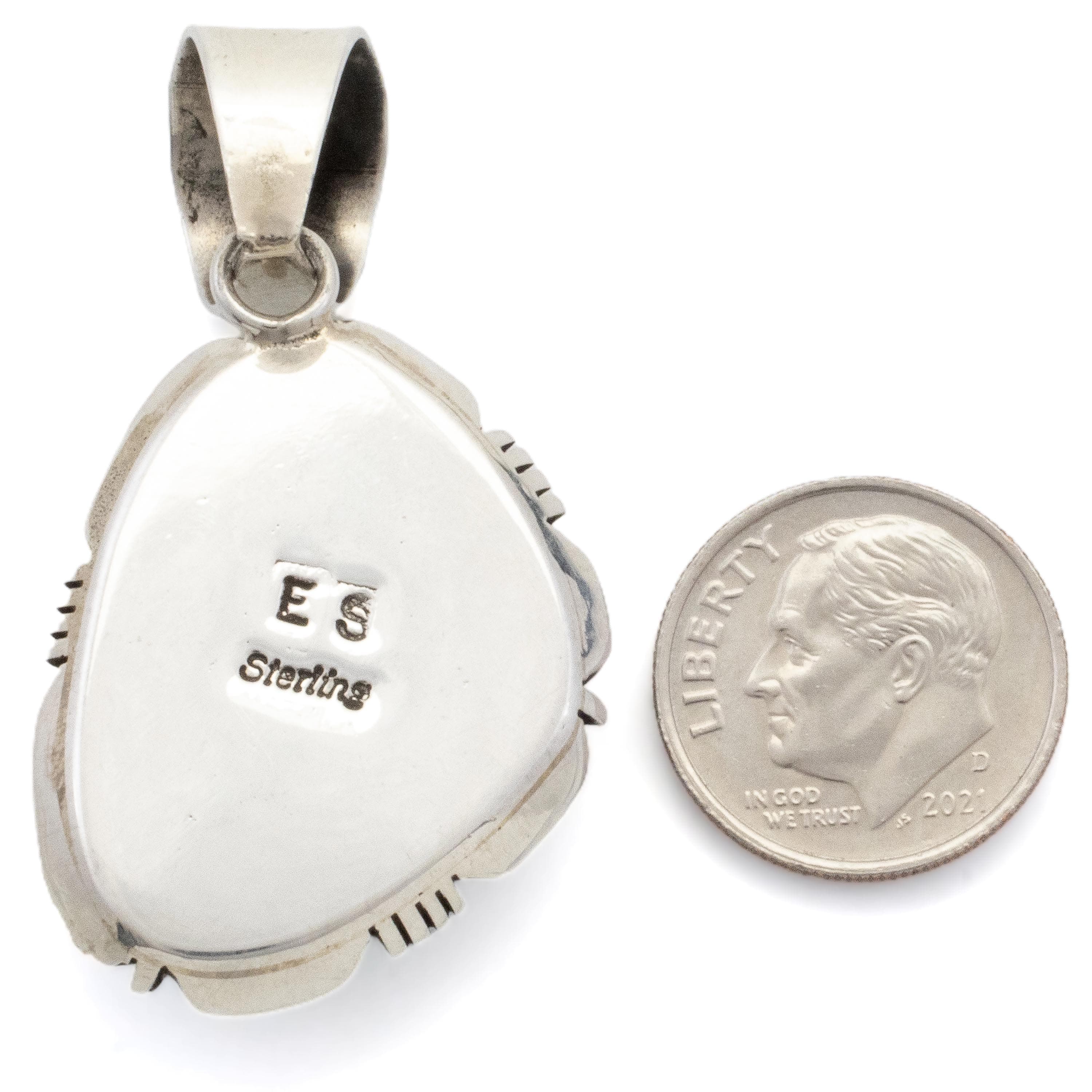 Kalifano Native American Jewelry Eddie Secatero Navajo Campitos Turquoise USA Native American Made 925 Sterling Silver Pendant NAN1000.005