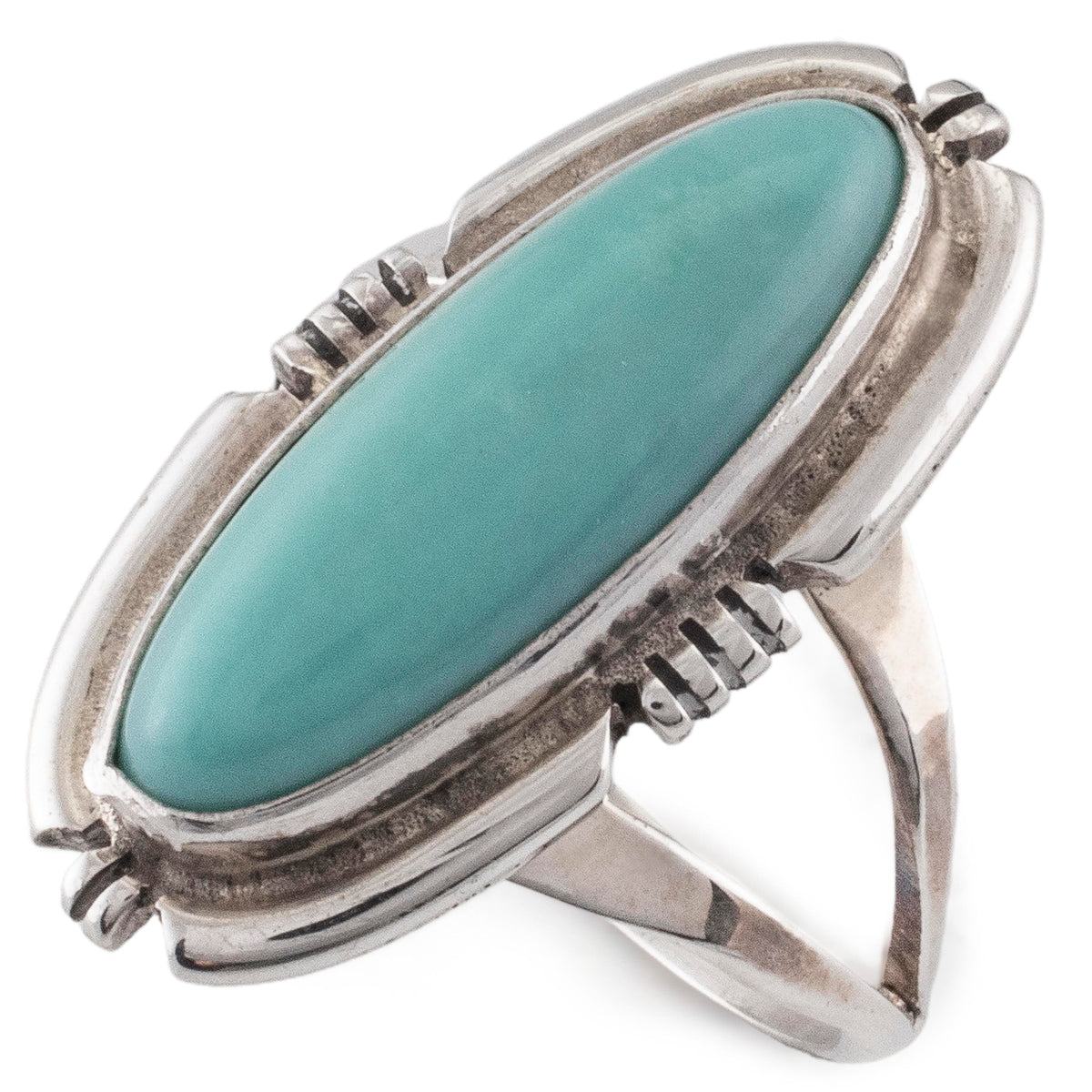 Kalifano Native American Jewelry Eddie Secatero Navajo Campitos Turquoise USA Native American Made 925 Sterling Silver Ring