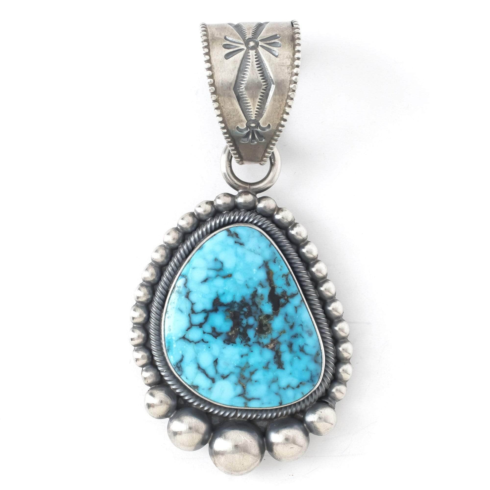 Kalifano Native American Jewelry Ernest Roy Begay Campitos Turquoise USA Native American 925 Sterling Silver  Pendant NAN3900.003