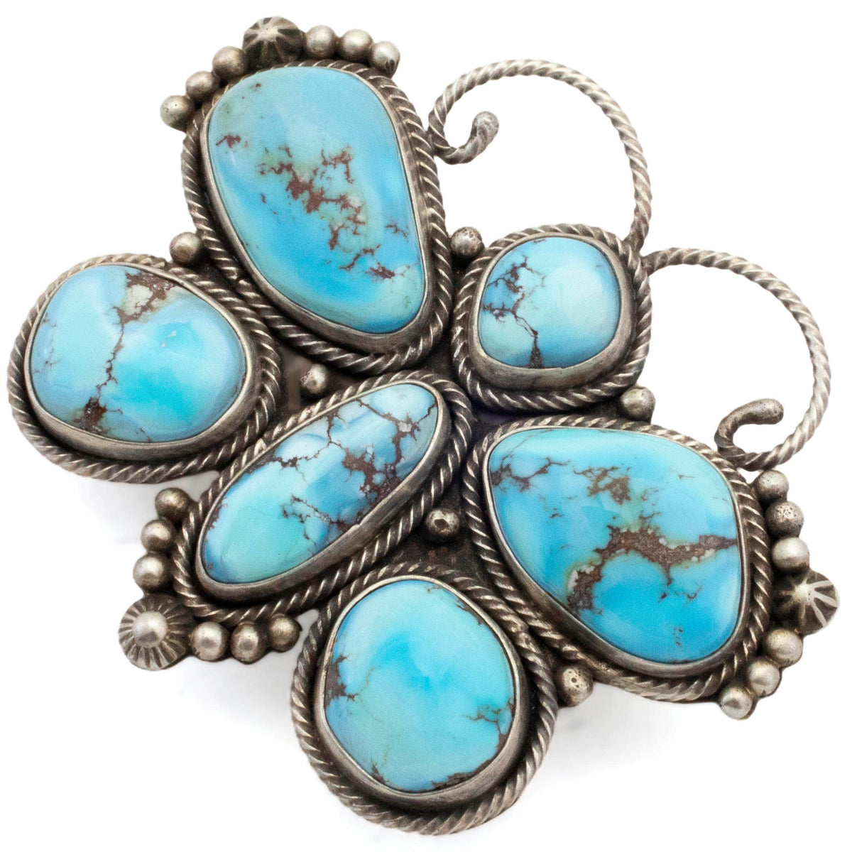 Kalifano Native American Jewelry Etta Endito Navajo Golden Hills Turquoise USA Native American Made 925 Sterling Silver Butterfly Pin NAP3000.001