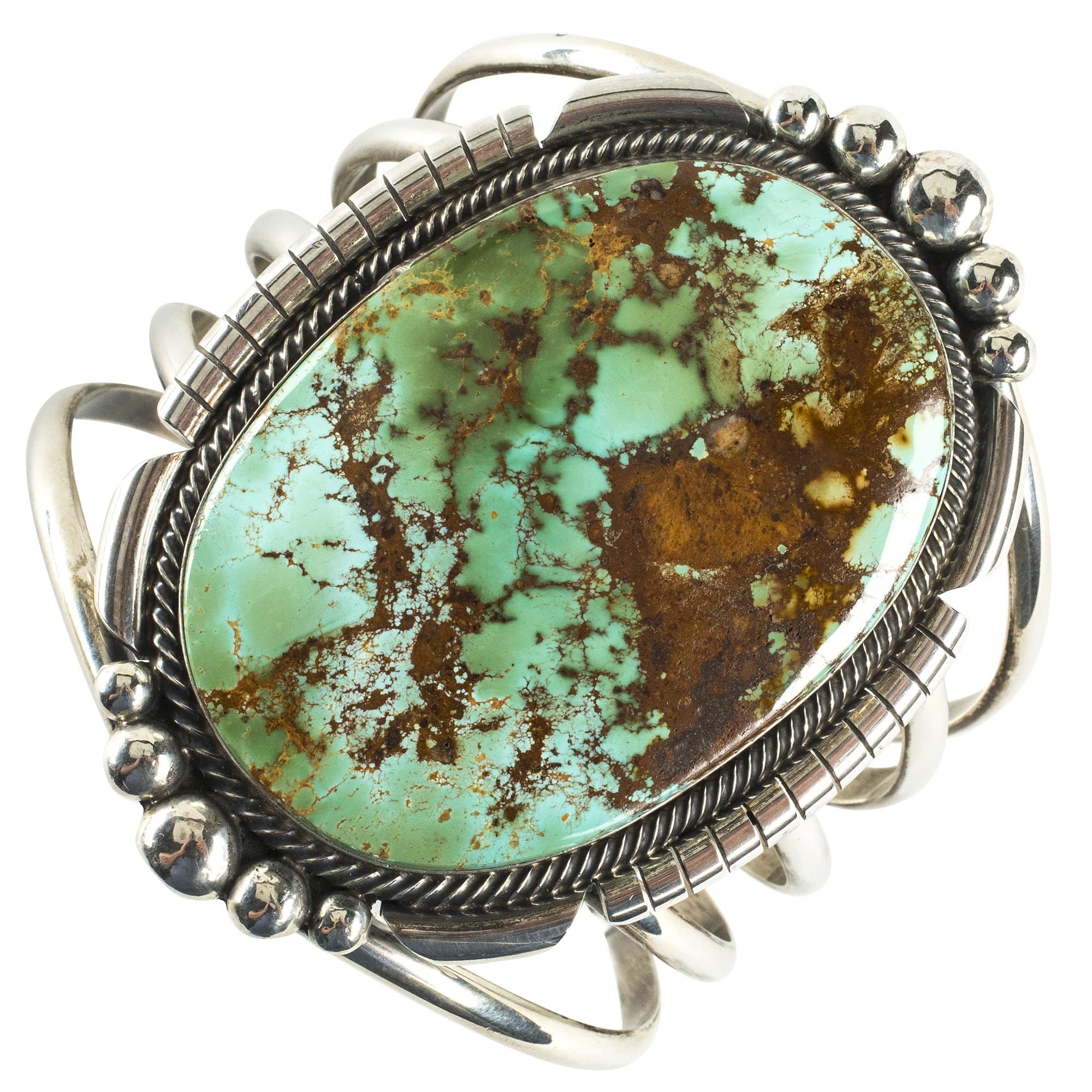 Kalifano Native American Jewelry Gabriel Jurado Royston Turquoise Squash Blossom Native American Made Sterling Silver 4 Piece Set NA48000.001