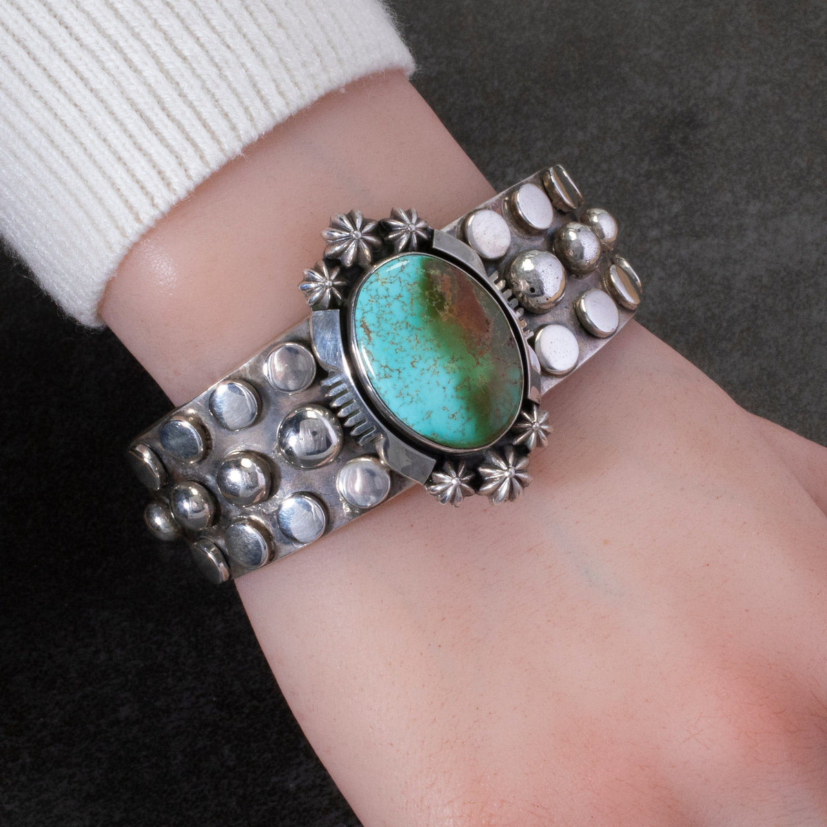 Kalifano Native American Jewelry Jimmy Secatero Navajo Sonoran Gold Turquoise USA Native American Made 925 Sterling Silver Cuff NAB3000.010