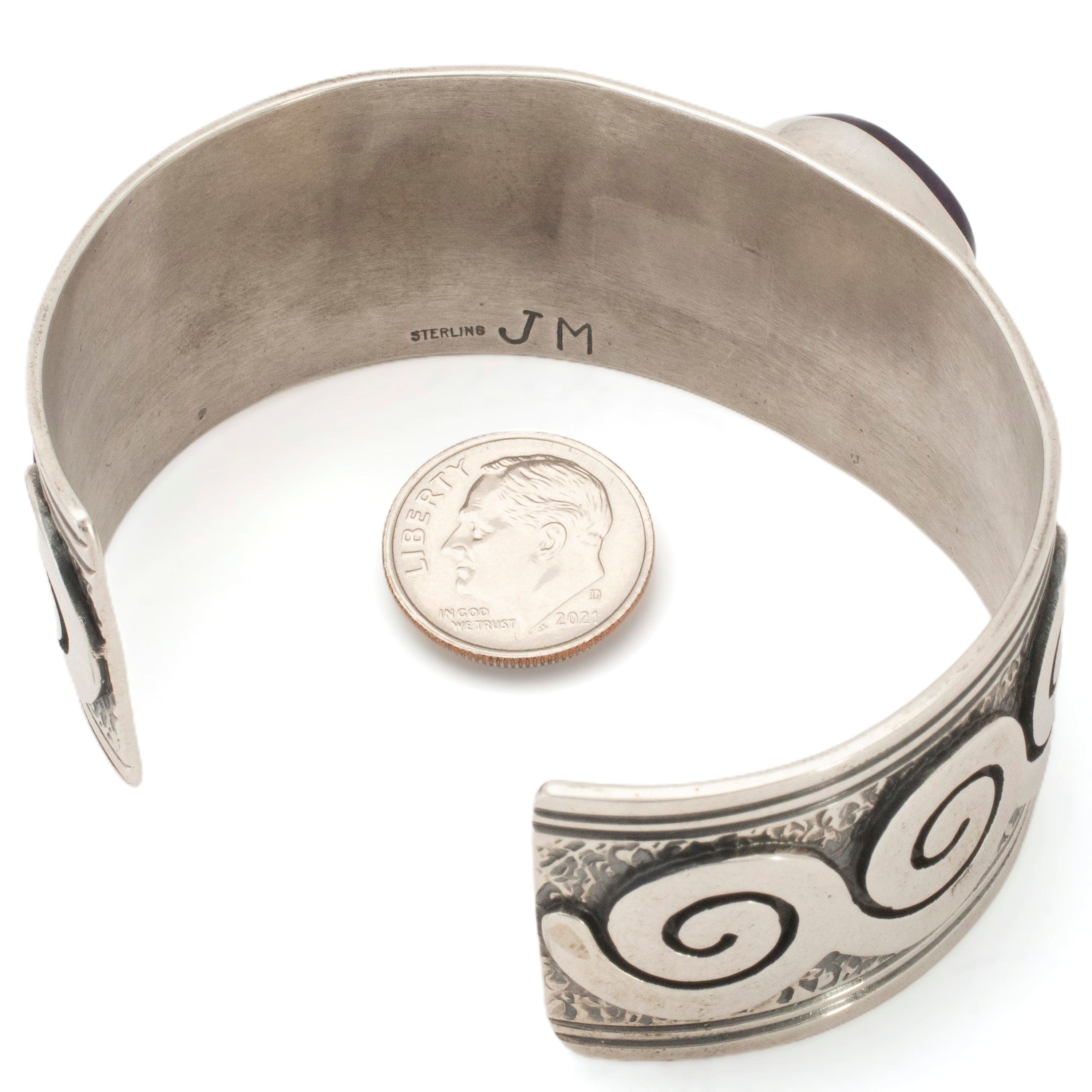 Kalifano Native American Jewelry Jonathan Mike Navajo Sugilite USA Native American Made 925 Sterling Silver Cuff NAB3600.008