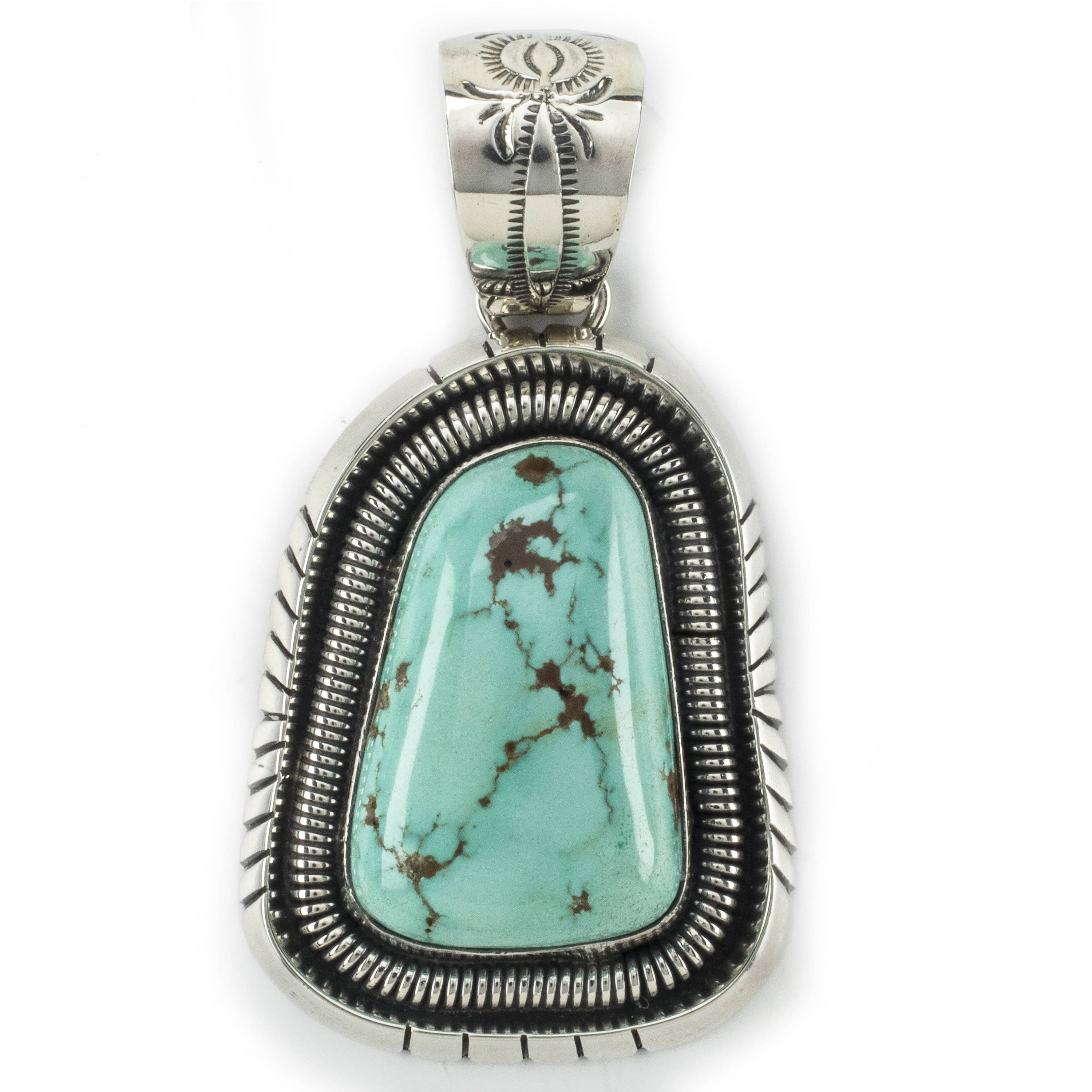 Kalifano Native American Jewelry L. Juan Campitos Turquoise USA Native American Made 925 Sterling Silver Pendant NAN2200.003