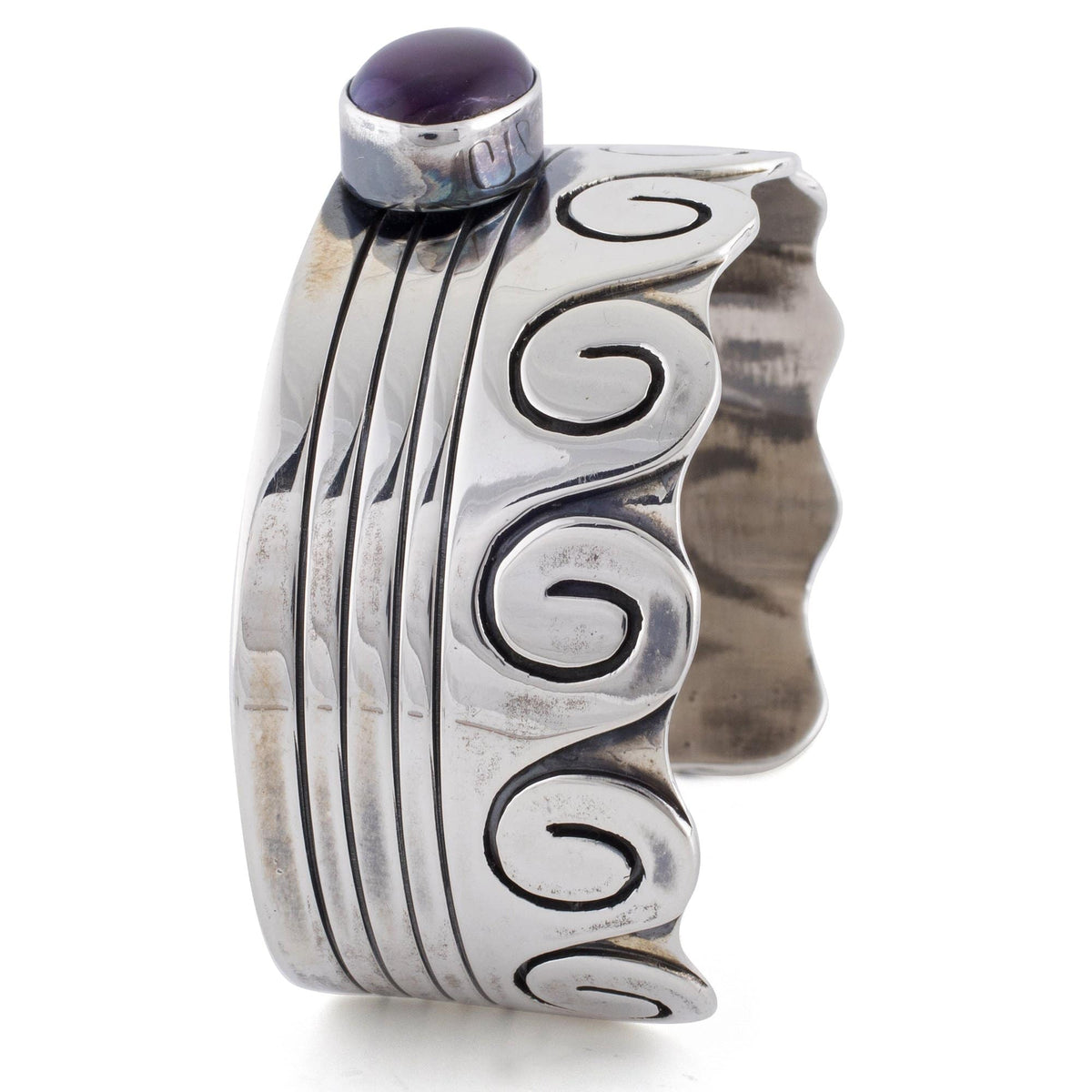 Kalifano Native American Jewelry L. Juan Sugilite USA Native American Made 925 Sterling Silver Cuff NAB1200.006
