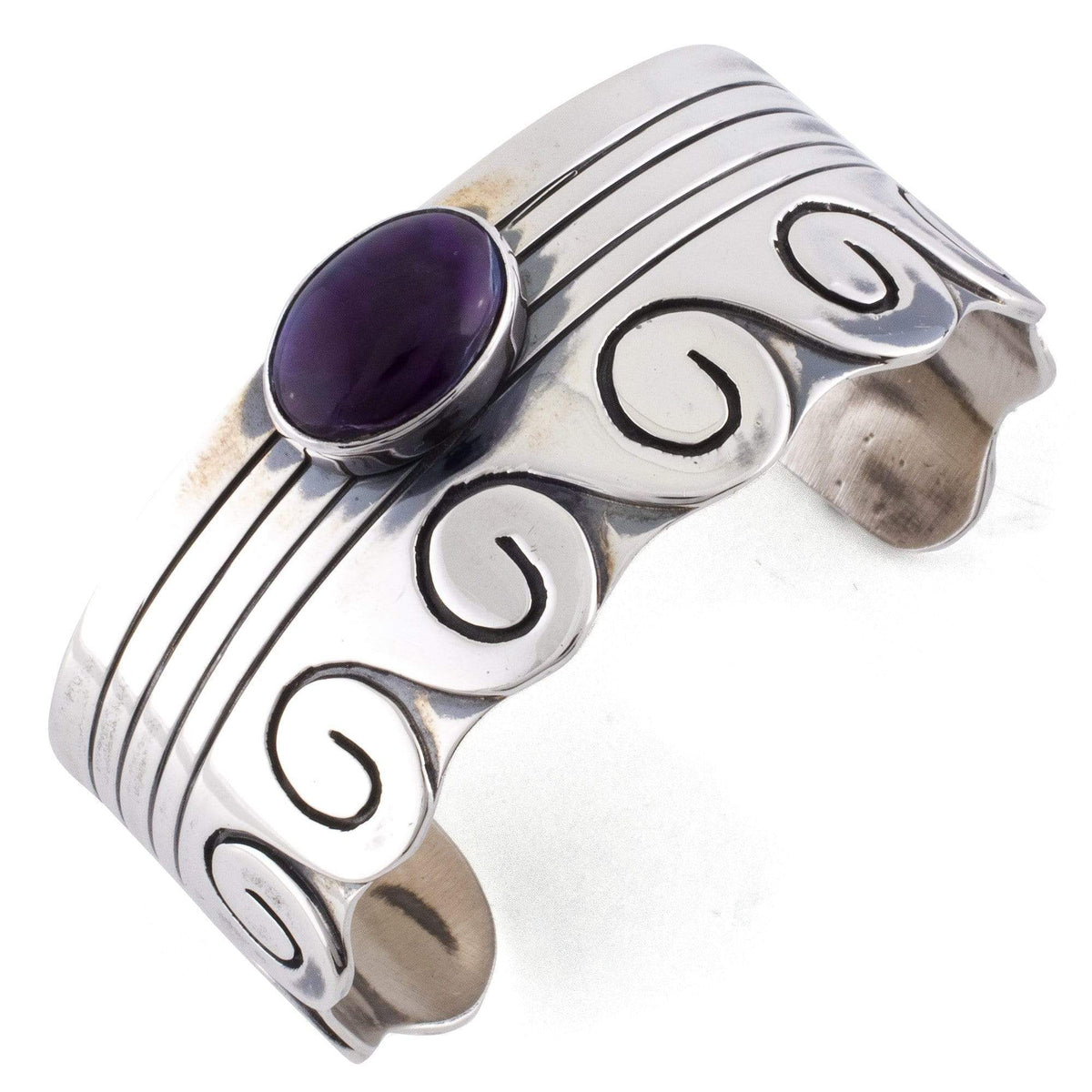 Kalifano Native American Jewelry L. Juan Sugilite USA Native American Made 925 Sterling Silver Cuff NAB1200.006
