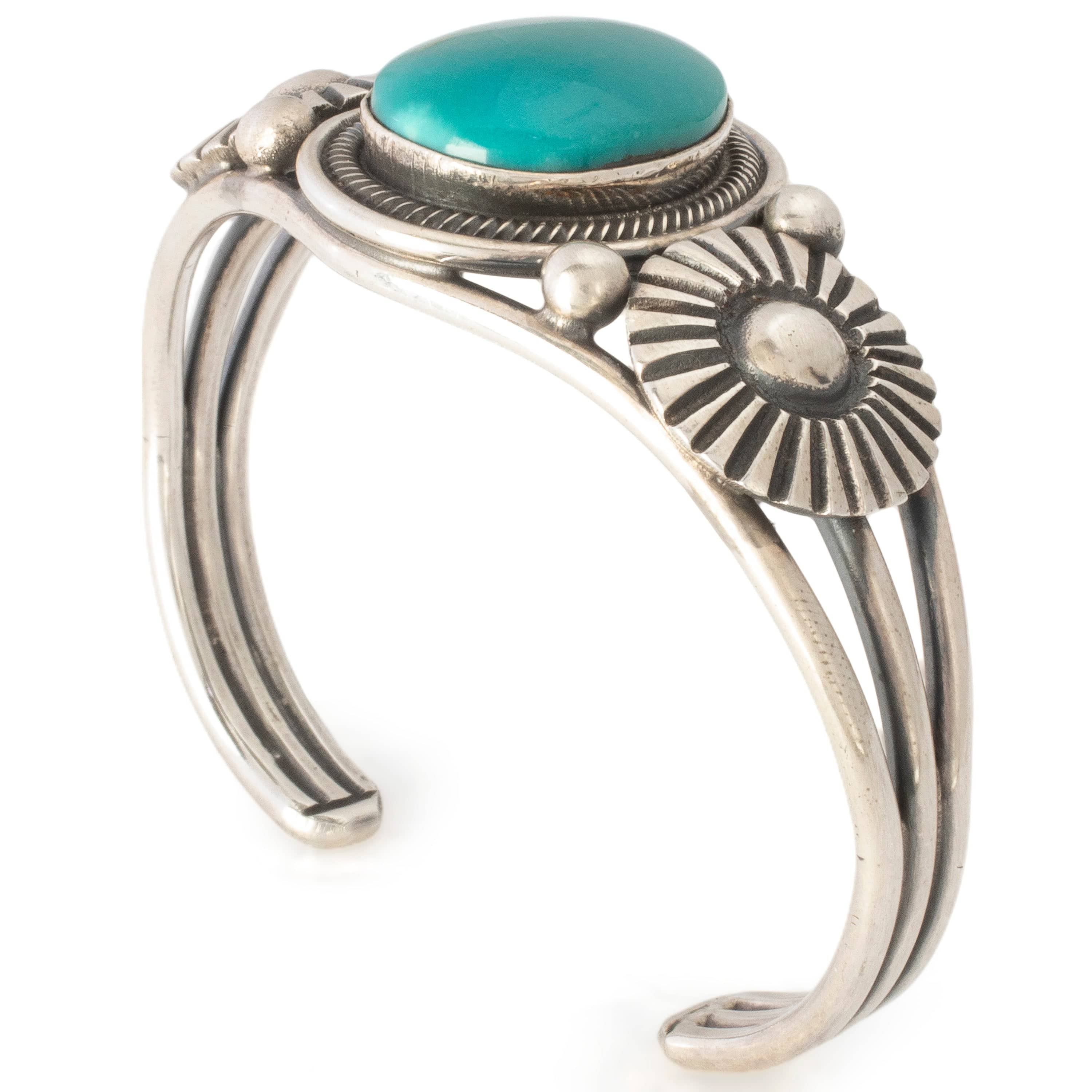 Kalifano Native American Jewelry Leon Martinez Navajo Fox Turquoise USA Native American Made 925 Sterling Silver Cuff NAB1900.006