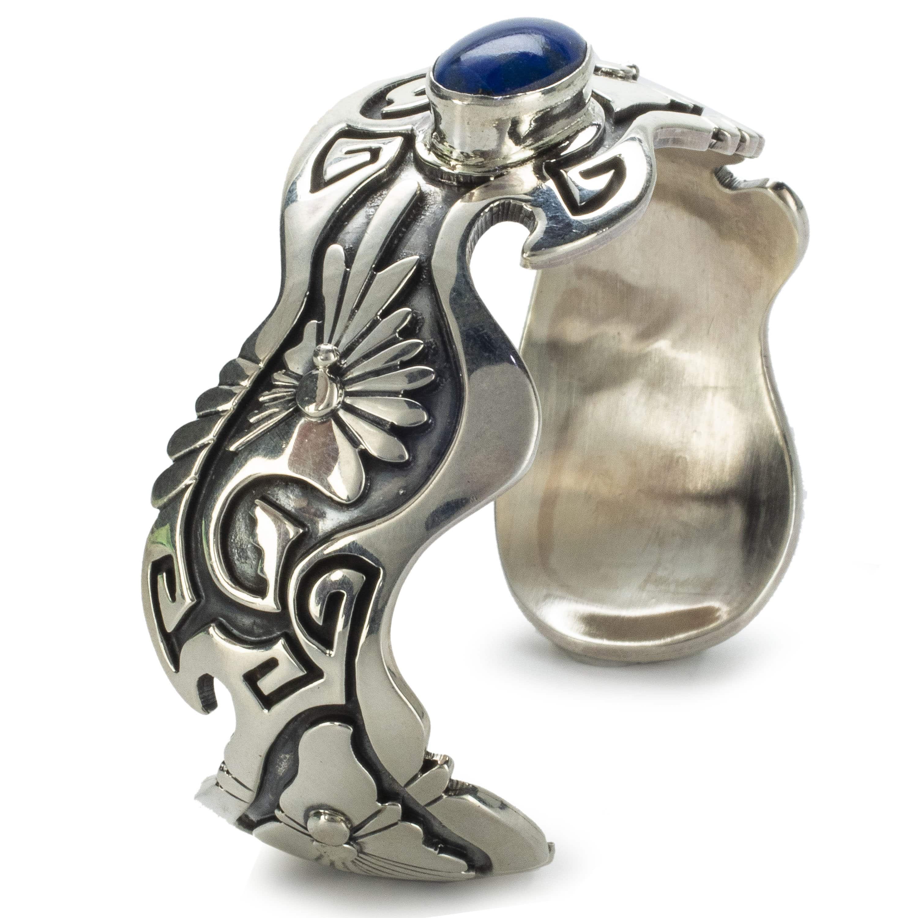 Kalifano Native American Jewelry Marita Benelli Lapis USA Native American Made 925 Sterling Silver Cuff NAB2400.008
