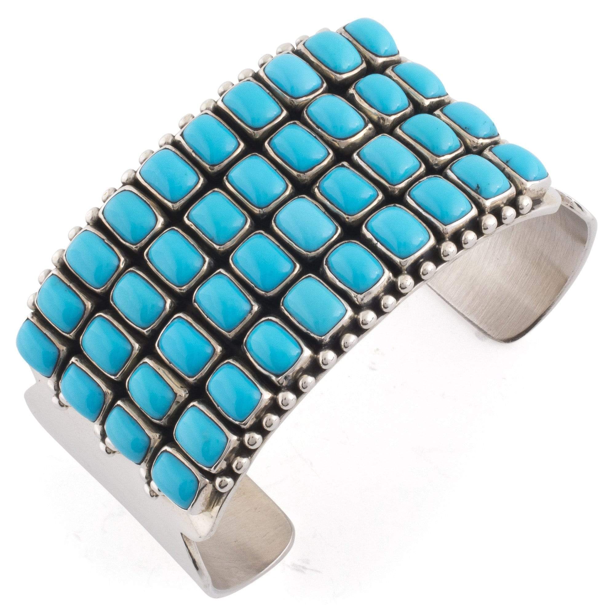 Kalifano Native American Jewelry Paul Livingston Sleeping Beauty Turquoise USA Native American Made 925 Sterling Silver Cuff NAB3900.006