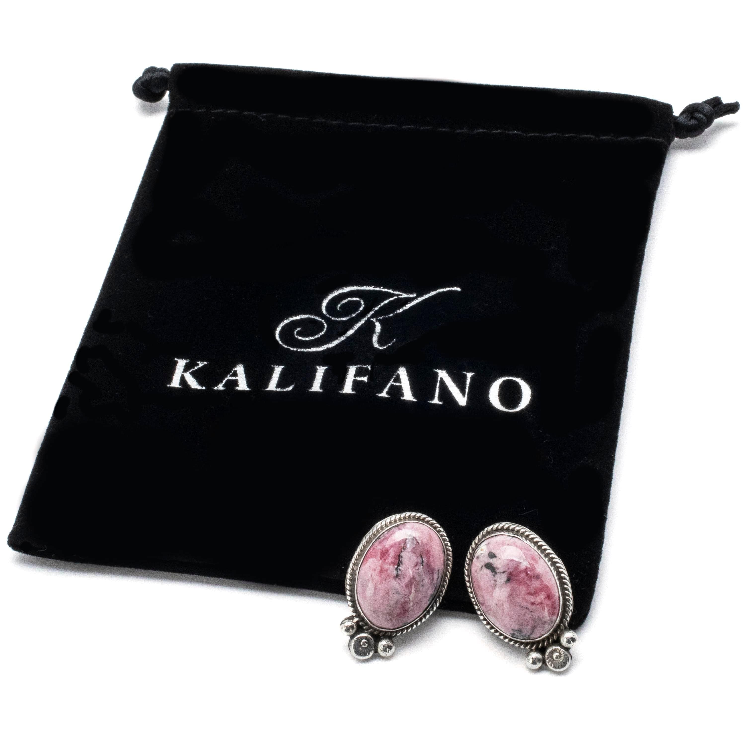 Kalifano Native American Jewelry Rhodonite USA Native American Made Earrings NAE600.007