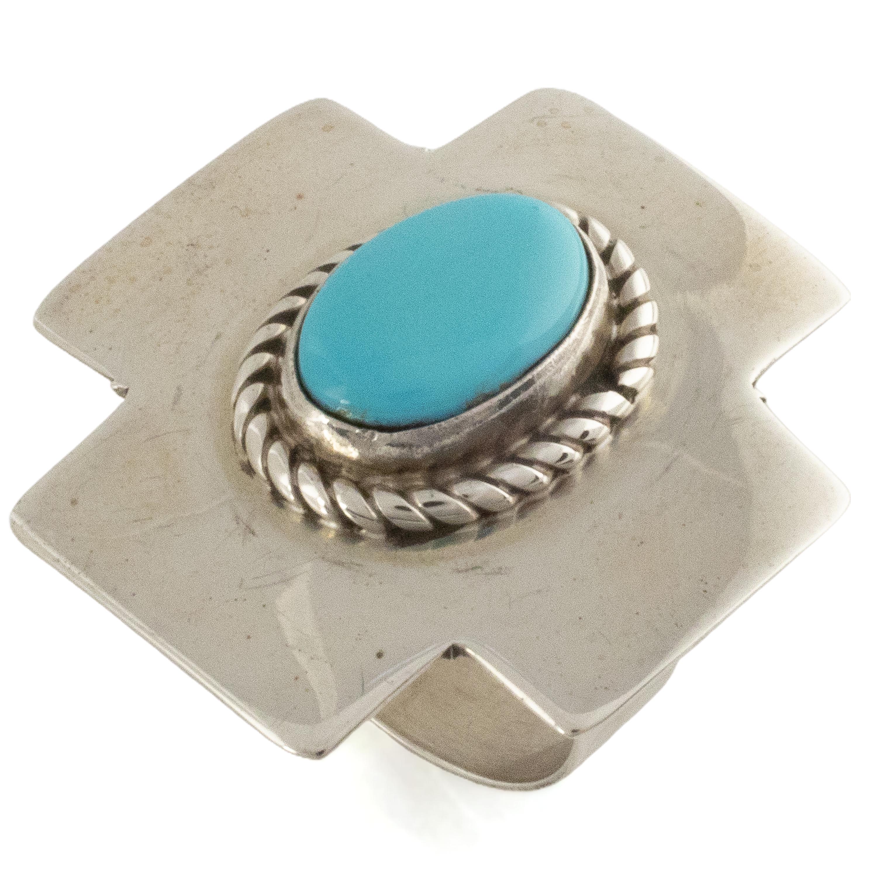 Kalifano Native American Jewelry Sleeping Beauty Turquoise Oval USA Native American Made 925 Sterling Silver Ring