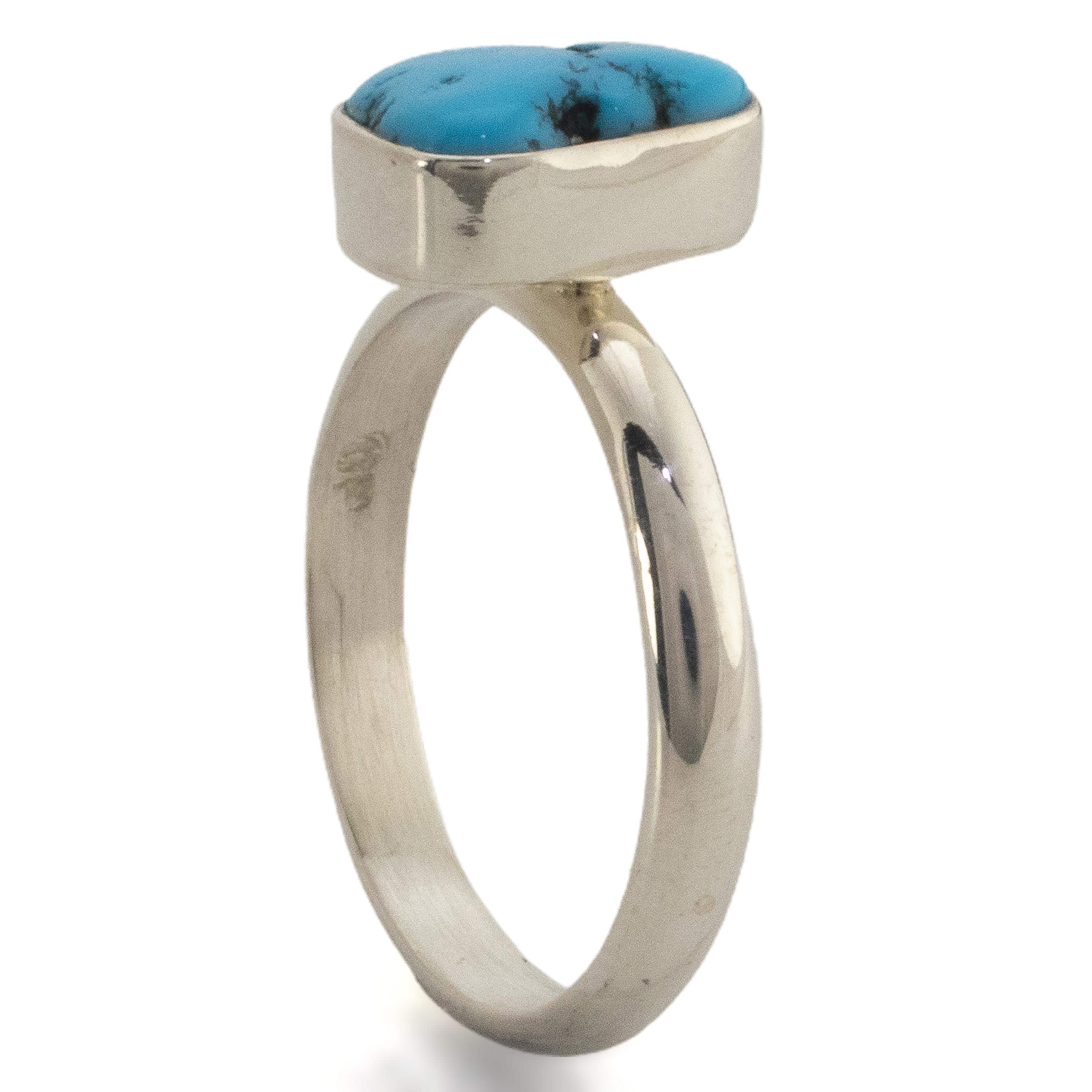 Kalifano Native American Jewelry Sleeping Beauty Turquoise USA Handmade 925 Sterling Silver Ring