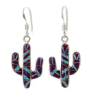 Sugilite Cactus 925 Sterling Silver Earring with French Hook USA Handmade with Opal Accent