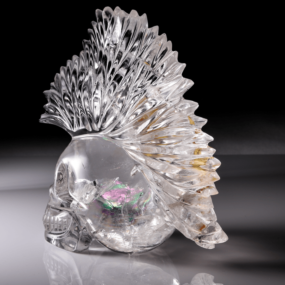 Kalifano One of a kind CARV24000.002 - Mohawk Skull Masterpiece Quartz CarvingBrazil - 3,230 grams CARV24000.002